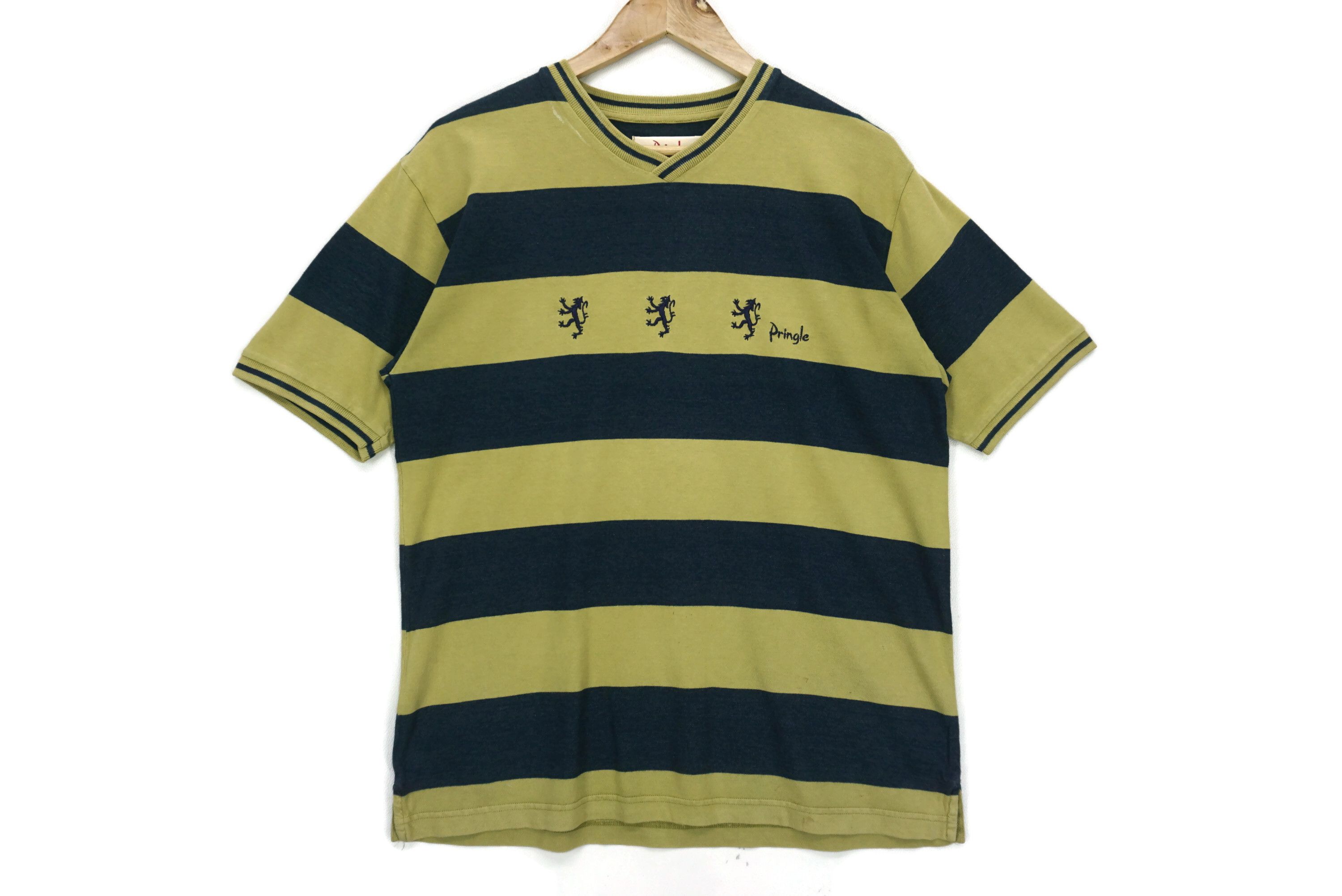 Pringle Of Scotland Vintage Pringle Tee Size S V Neck Striped Made in Portugal Size US S / EU 44-46 / 1 - 1 Thumbnail