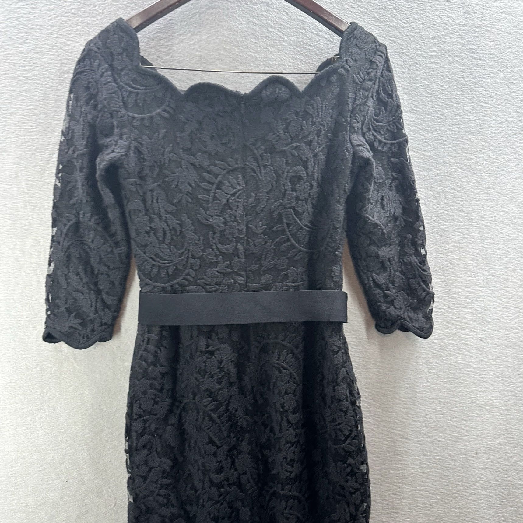 Tadashi Shoji Tadashi Shoji Mini Cocktail Sheath Dress Womens 2 Scalloped Brocade Quiet Luxury Size XS / US 0-2 / IT 36-38 - 5 Thumbnail