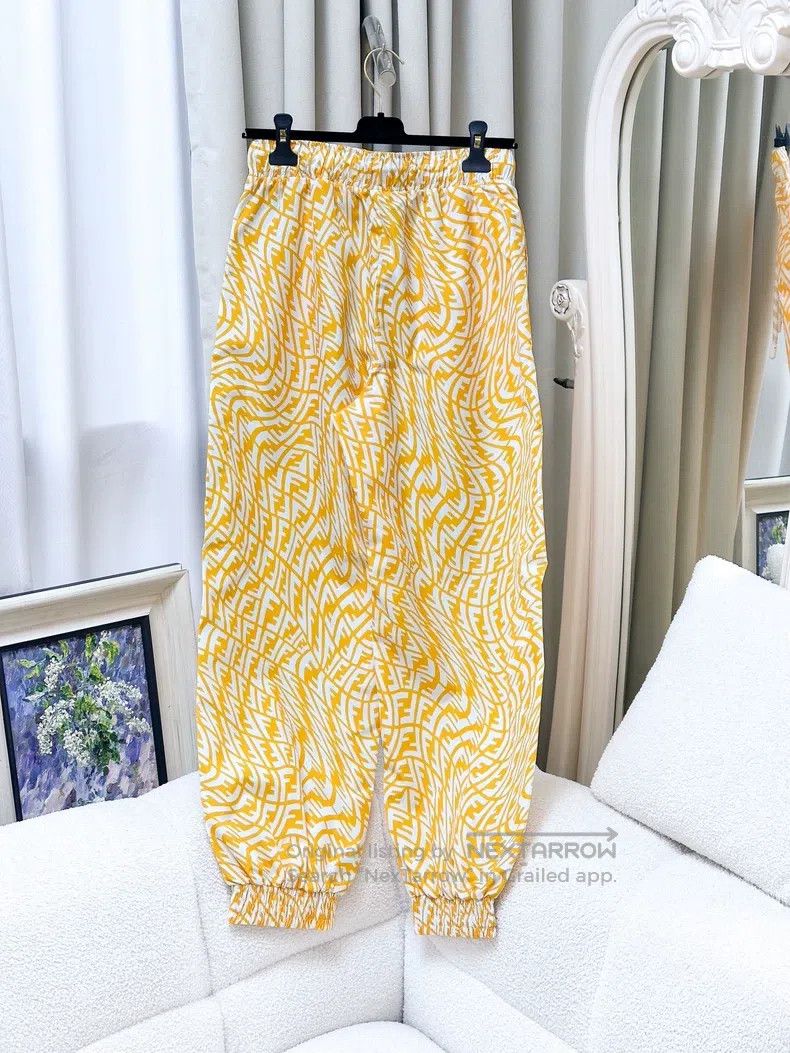 Fendi Fendi size S Yellow and white logo all-over printed drawstr Size 22" - 2 Thumbnail