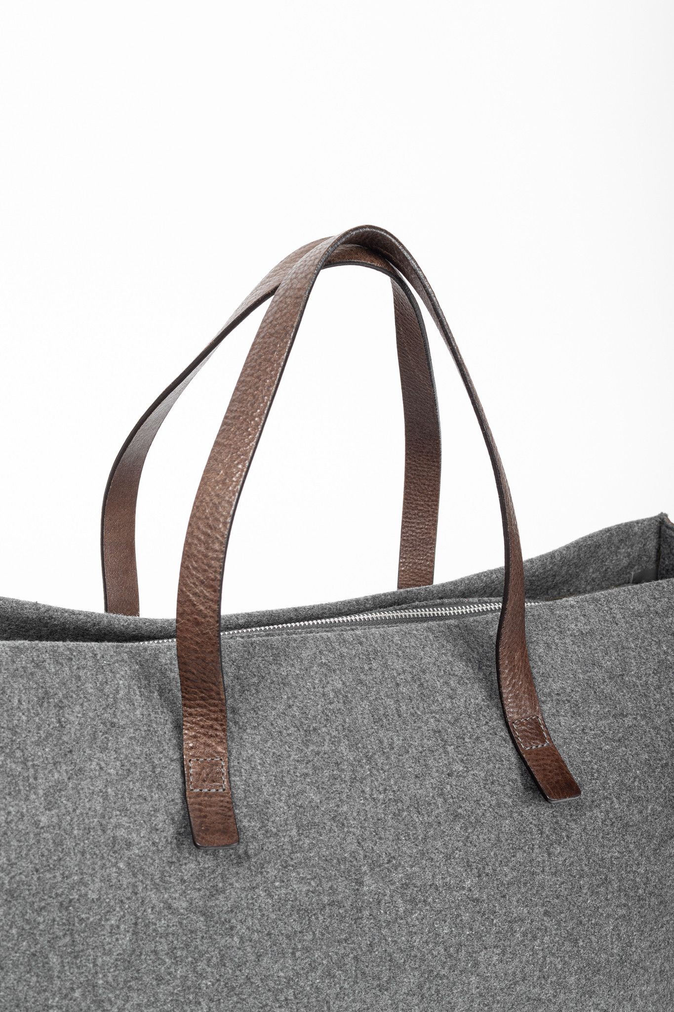 Brunello Cucinelli Brunello Cucinelli Grey Wool-Felt Leather-Trim Tote Size ONE SIZE - 5 Thumbnail