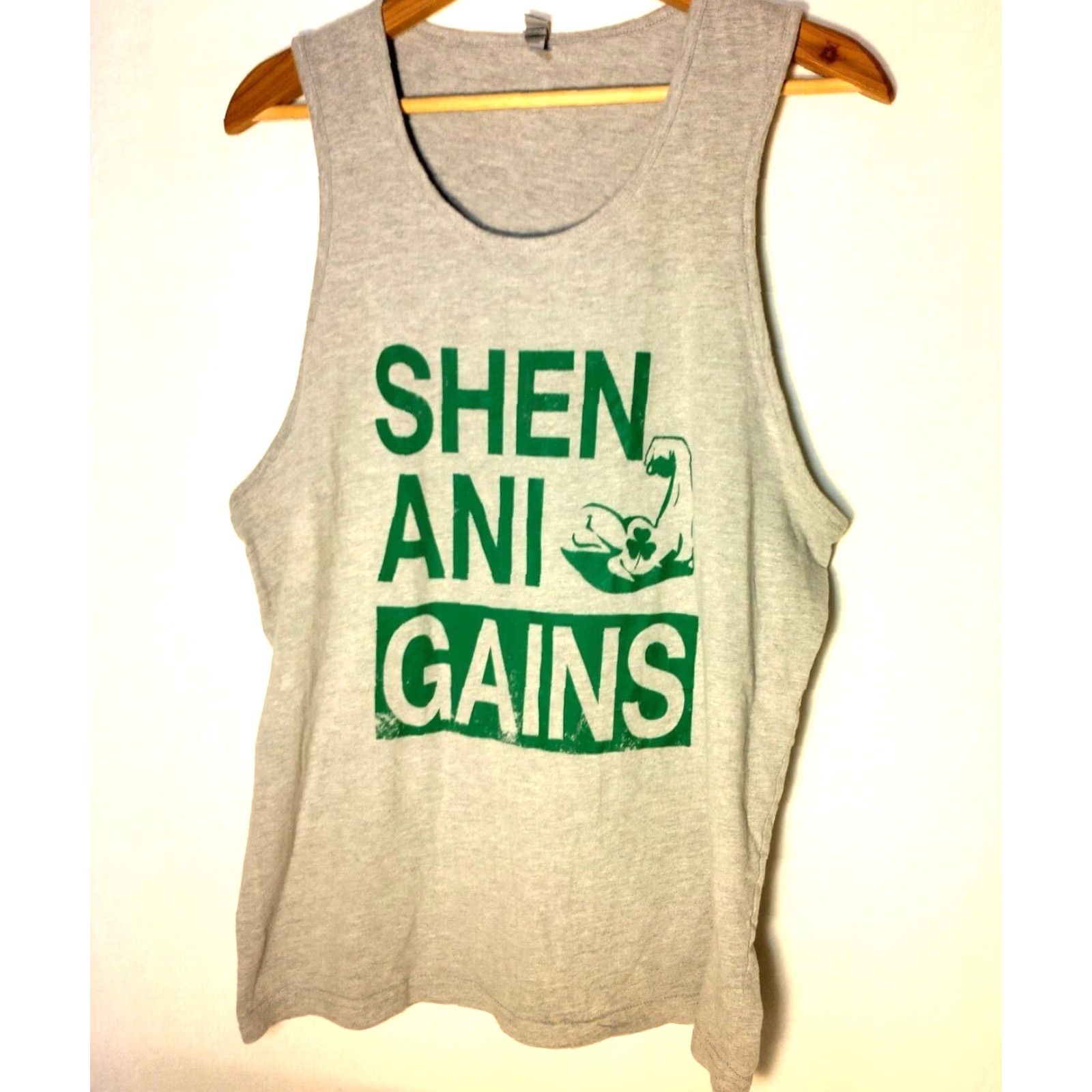 Next Level Next Level Shen Ani Gains Tank Top Men L Gray Green Irish Gaelic Workout Shirt Gym Size US L / EU 52-54 / 3 - 2 Thumbnail