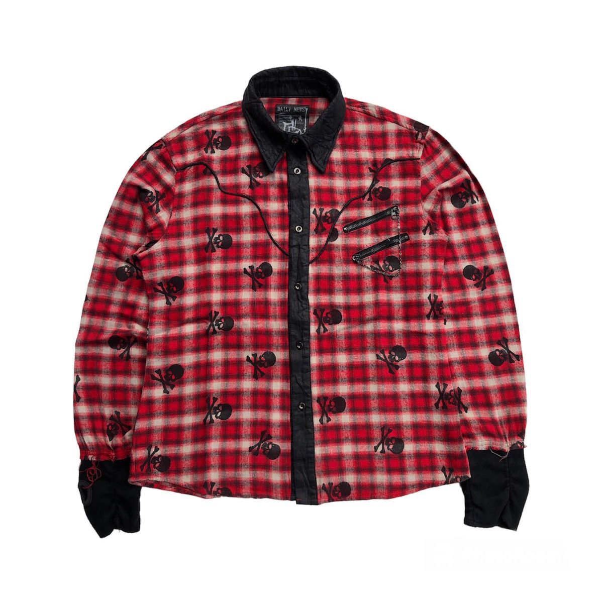 image of If Six Was Nine x Le Grande Bleu L G B Dailly News- Skull Full Print Lgb in Red/Black (Size Large)