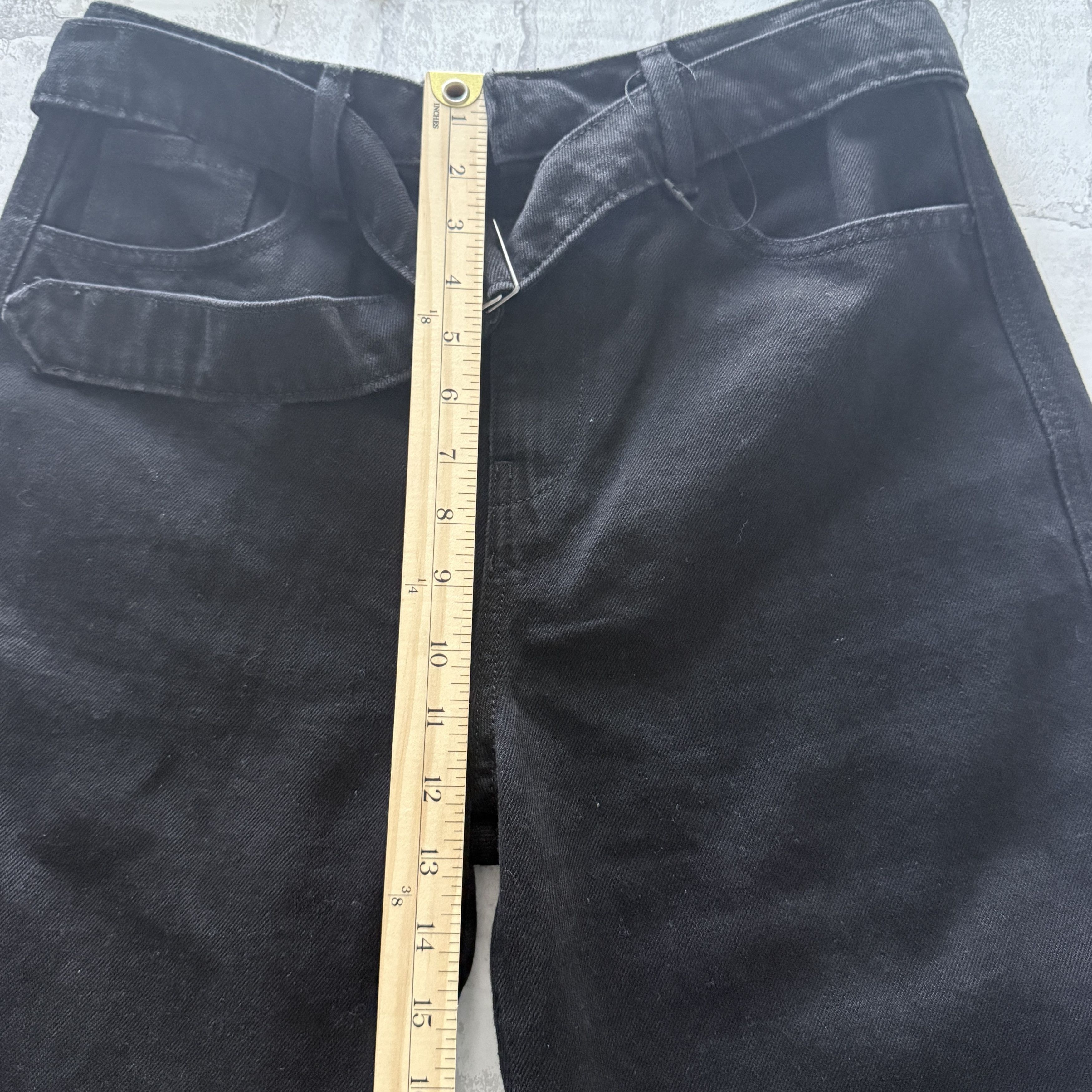 Zara Zara Black High-Waist Belted Denim Pants Cotton Classic Fit Size 28" / US 6 / IT 42 - 6 Thumbnail