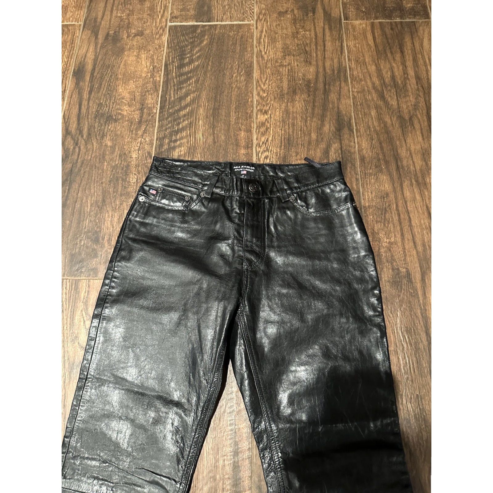 Ralph Lauren VTG Ralph Lauren Womens Pants Size 4 Leather Black Trouser Regular Straight High Rise 28in Inseam Size 27" / US 4 / IT 40 - 4 Thumbnail