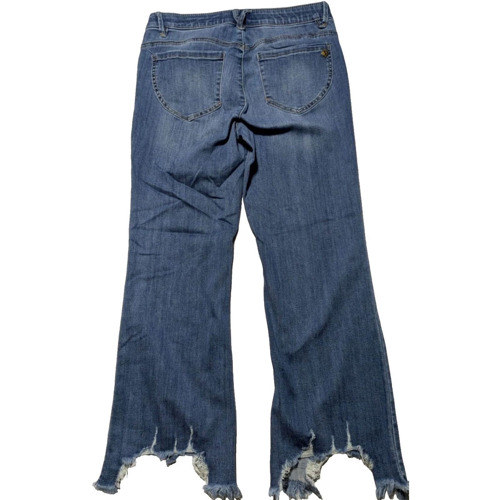 Vintage DEMOCRACY AB' TECHNOLOGY Women Size 8 Cutout Hem Lyocell Stretch Denim Jeans Shirt? Size 30" / US 8 / IT 44 - 2 Thumbnail