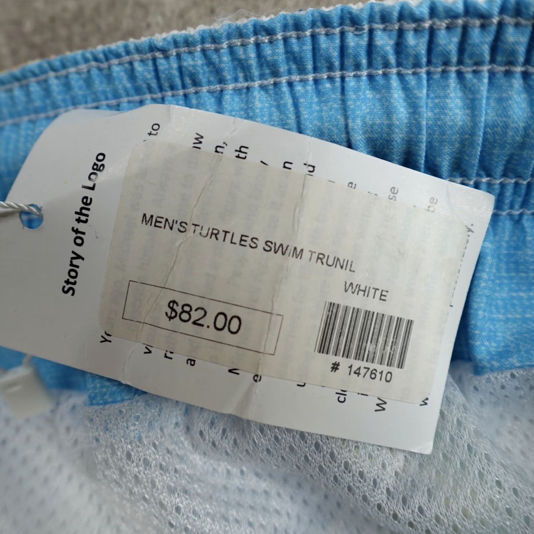 Swims VINTAGE Michael's Mens Swim Shorts Large White Turtles All Over Print Drawstring NEW Size US 33 - 3 Thumbnail