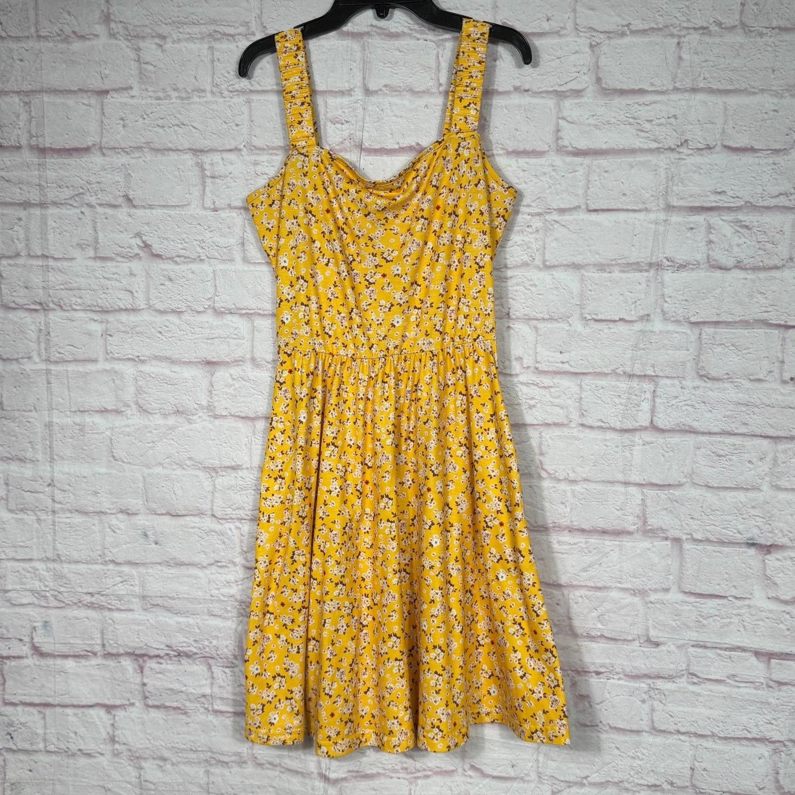 Other HUHOT Medium Yellow Floral Summer Dress Size M / US 6-8 / IT 42-44 - 1 Thumbnail