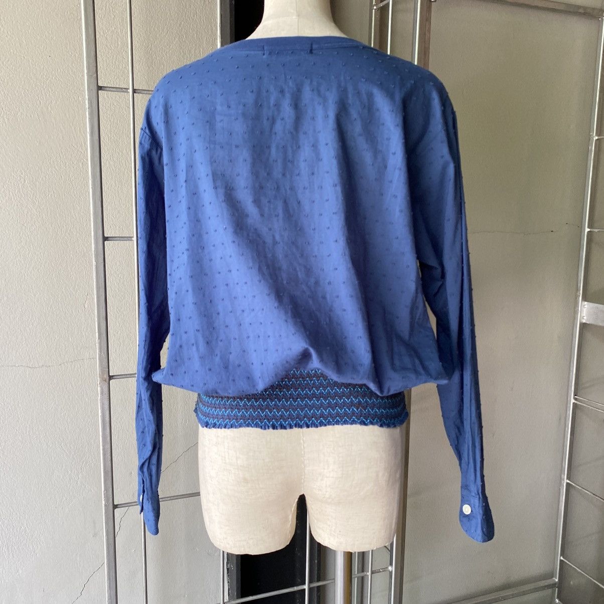 Ne-Net Ne-Net Blue Textured Long Sleeve Blouse Size XS / US 0-2 / IT 36-38 - 19 Thumbnail