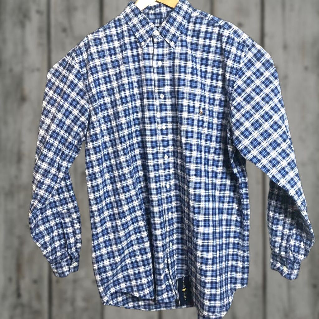 Ralph Lauren Ralph Lauren Oxford Shirt Mens Sz Small Windowpane Plaid Blue Logo Button-Up Classic Fit Casual Size US S / EU 44-46 / 1 - 1 Thumbnail