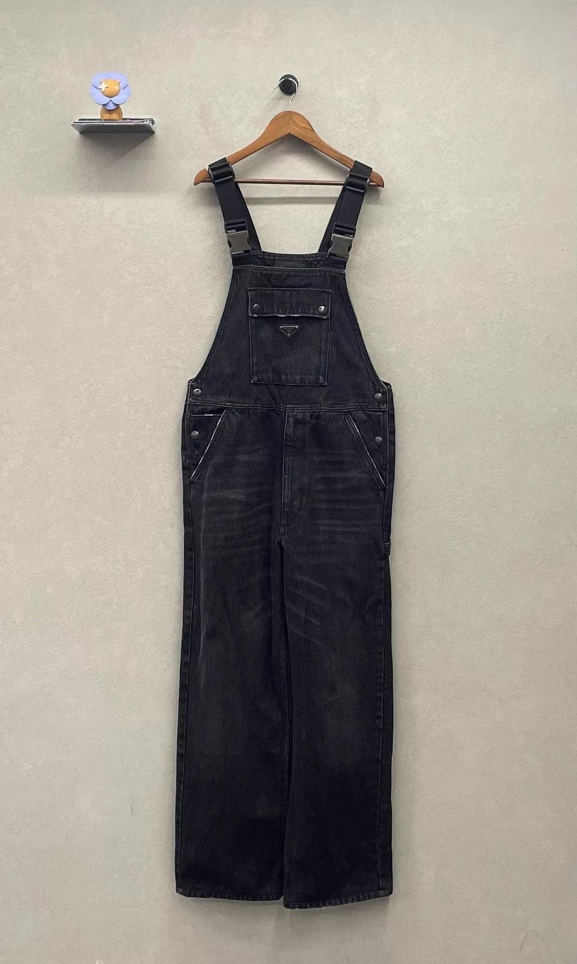 Prada Black Denim Overalls with Suspenders Size US 32 / EU 48 - 1 Thumbnail