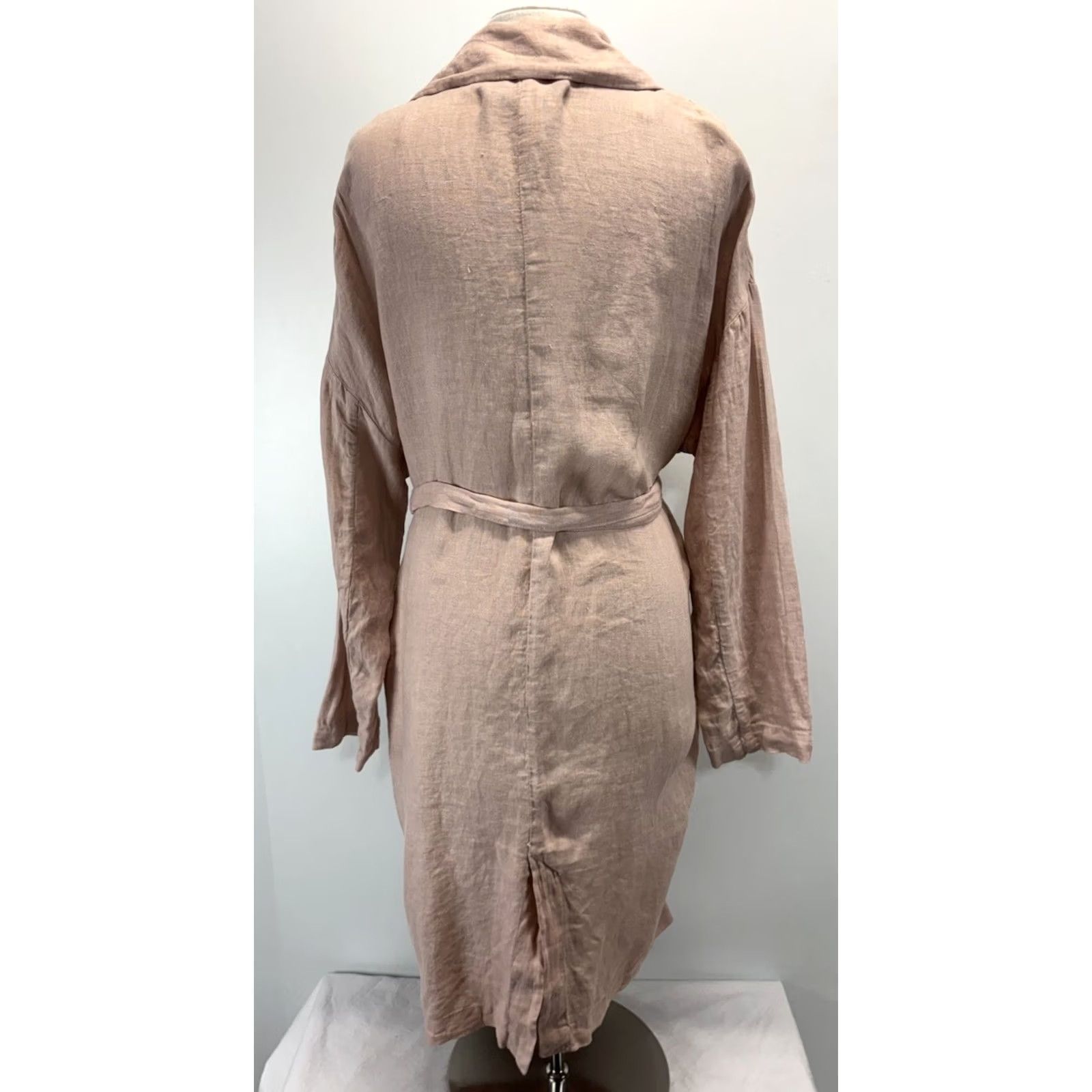 Zara Zara Linen Duster Coat Jacket Women’s L Dusty Pink Belted Lagenlook Minimalist Size L / US 10 / IT 46 - 4 Thumbnail