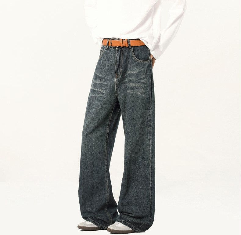 Japanese Brand × Jean Casual Solid Color Moustache Effect Drape Straight Jeans Size US 33 - 4 Thumbnail