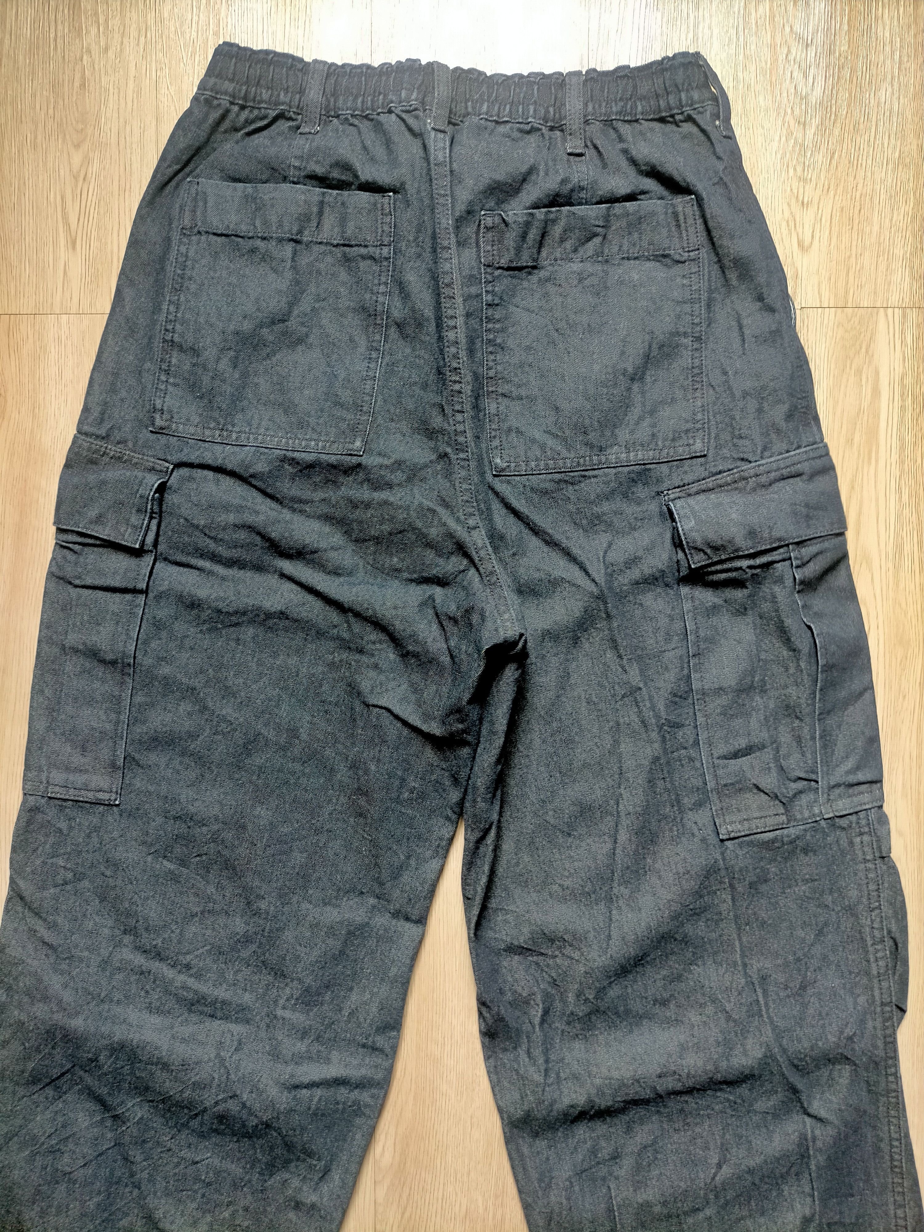 GU Parachute Denim Baggy wide Leg Cargo Jeans