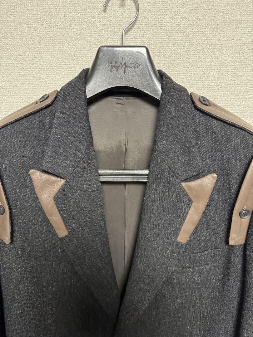 Yohji Yamamoto POUR HOMME 24aw ARMY GABARDINE SERGE LEATHER SHOULDER JACKET Size US M / EU 48-50 / 2 - 3 Thumbnail