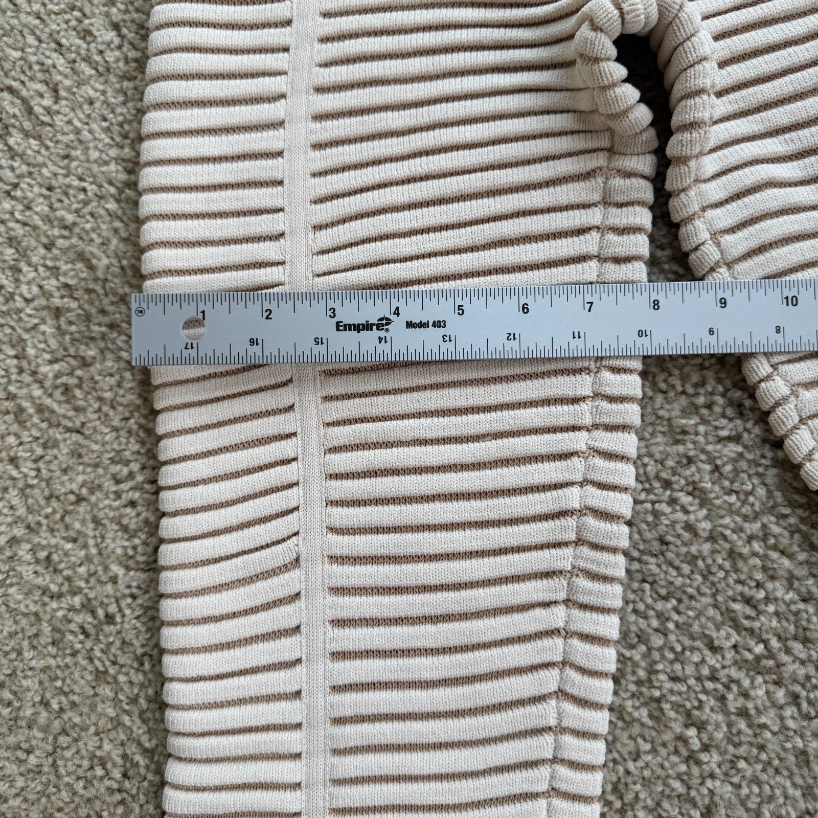 Maniere De Vior Maniere De Voir Ribbed Knit Flare Pants Cream Beige Size M Size 22" - 6 Thumbnail