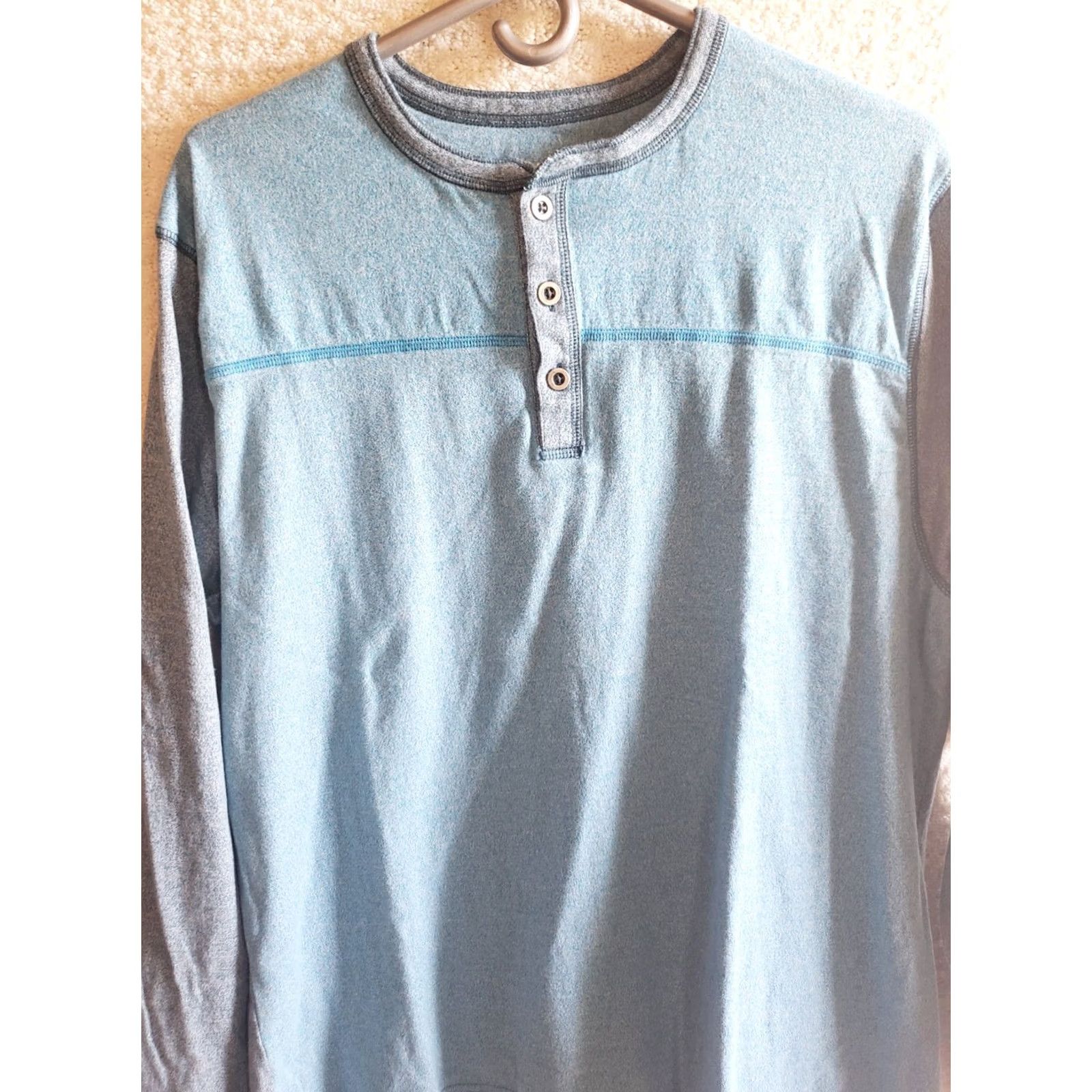 Vintage Ocean & Coast Blue On Blue LONG SLEEVE SHIRT Henley L Men Regular Size US L / EU 52-54 / 3 - 2 Thumbnail
