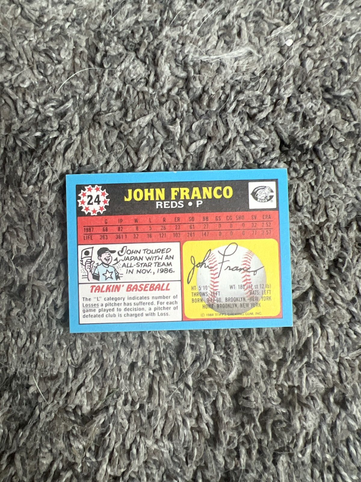 MLB 1988 Topps #24 John Franco Card Size ONE SIZE - 2 Thumbnail