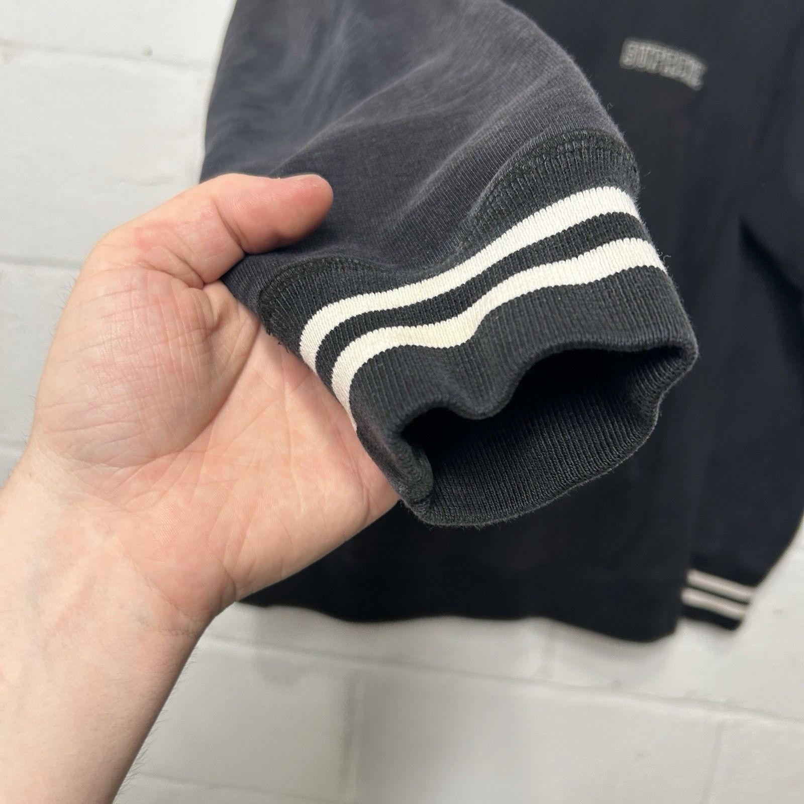 Supreme Supreme Black Embroidered Pullover Striped Hoodie “Black” Size US M / EU 48-50 / 2 - 9 Thumbnail