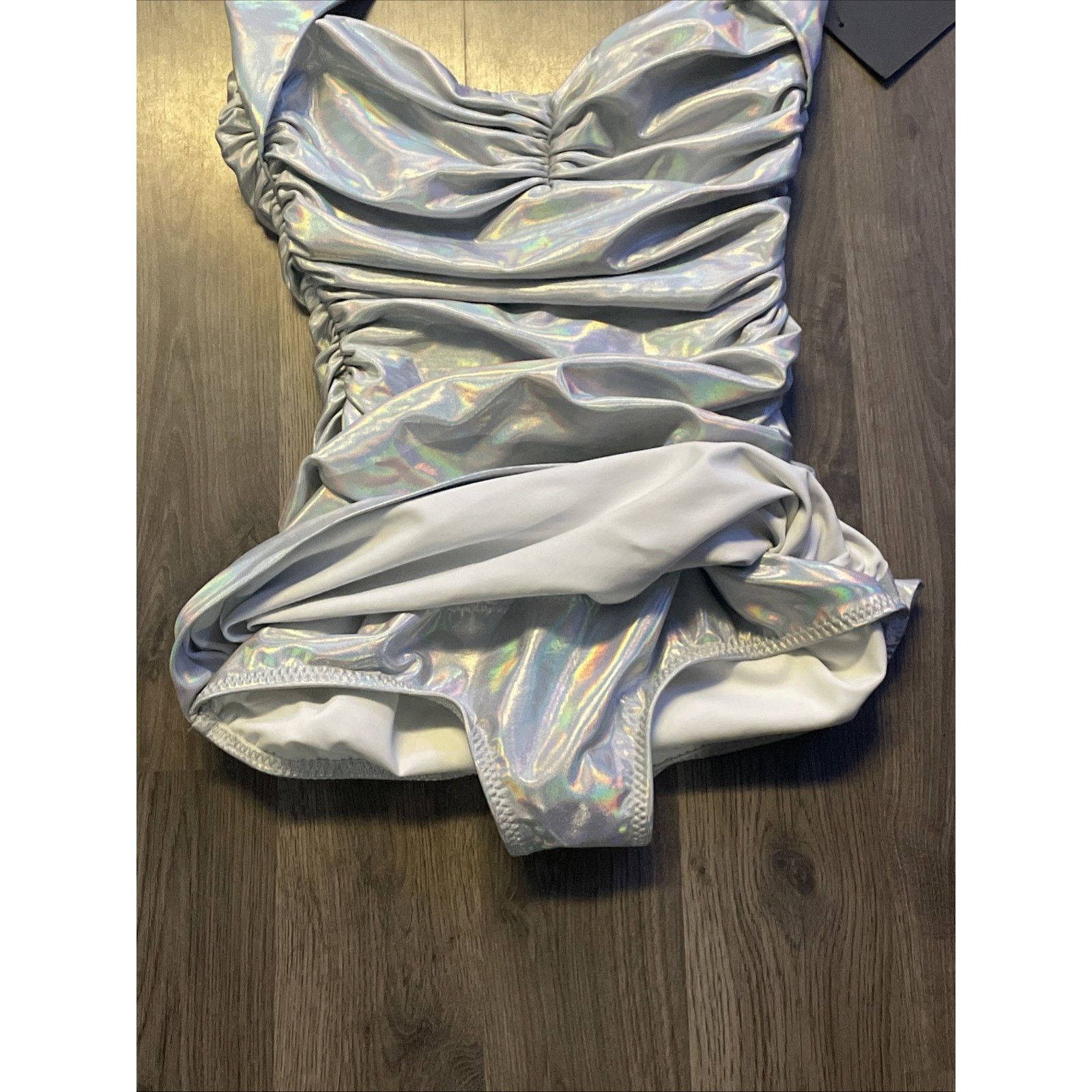 Norma Kamali Norma Kamali Bill Mio Swimsuit XS NWT Silver Iridescent Size ONE SIZE - 10 Thumbnail