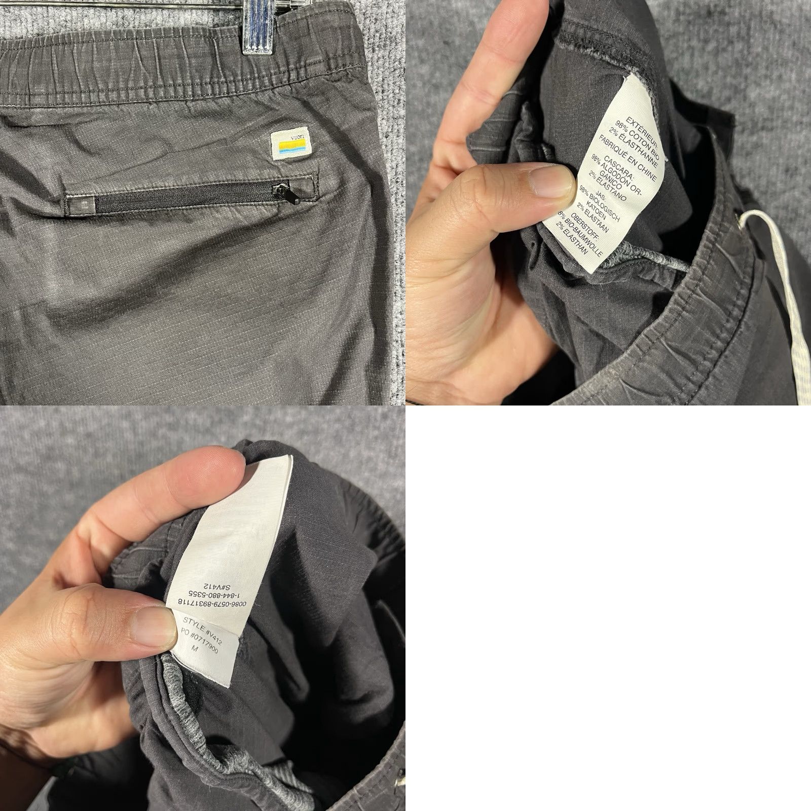 Vuori Vuori Pants Mens M Charcoal Black Ripstop Climber Drawstring Organic Cotton Jogger Zip Pocket Adjustable Waist Lightweight Mens Regular Size US 31 - 8 Thumbnail