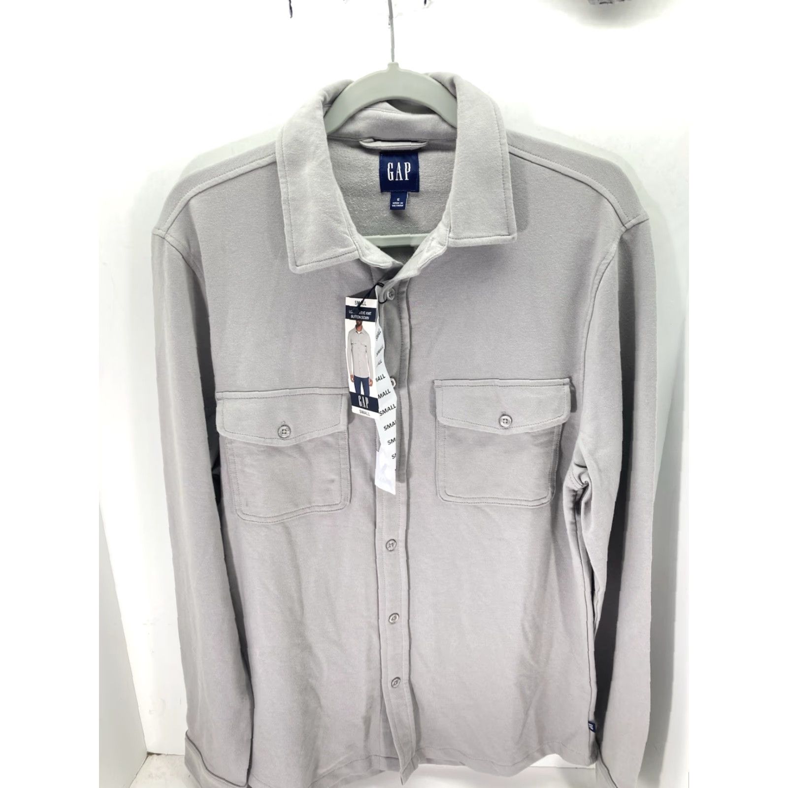 Gap Gap Knit Shirt Men Size Small Gray Button Long Sleeve Cotton Blend Stretch NWT Size US S / EU 44-46 / 1 - 2 Thumbnail