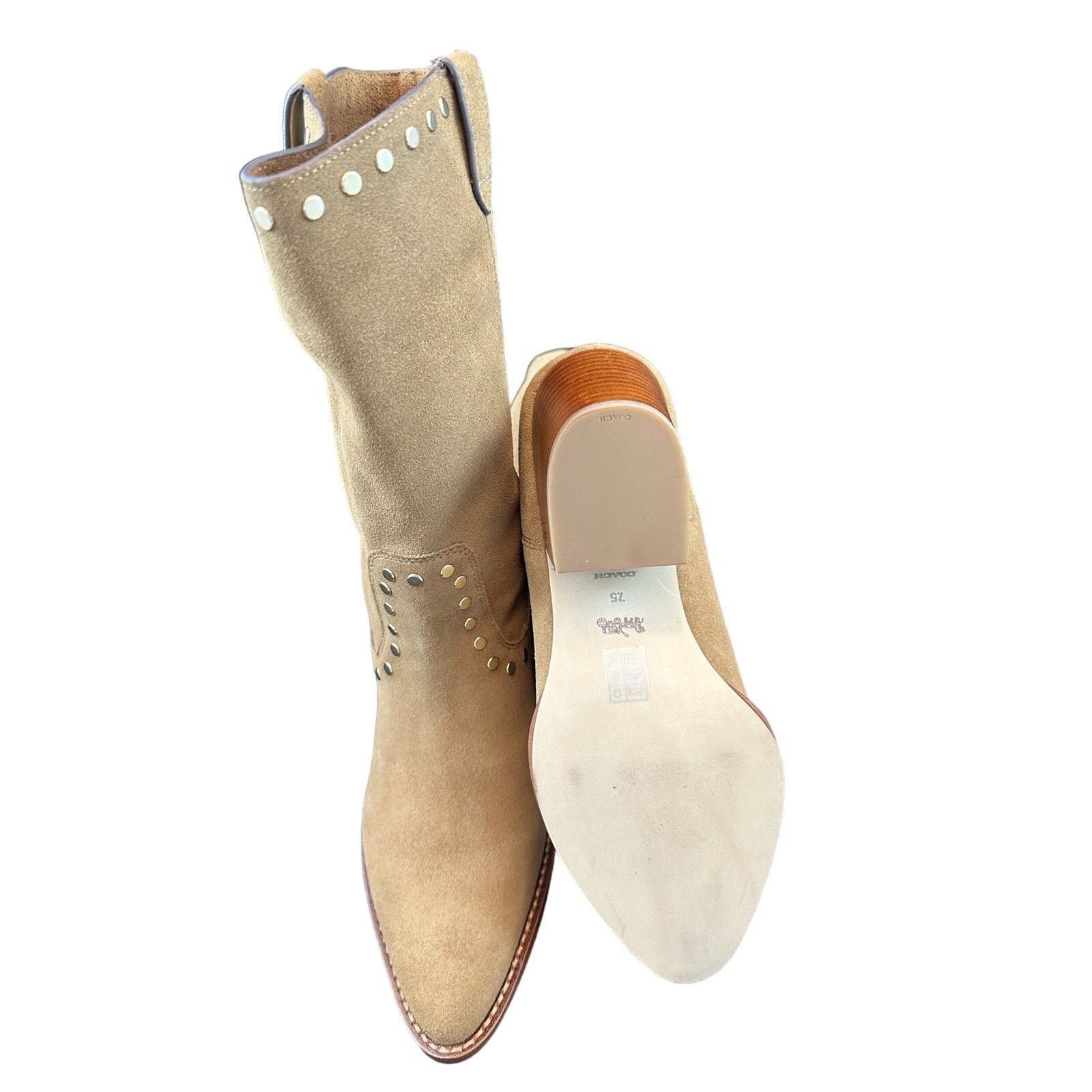 Coach Coach Pheobe Suede Studded Boots 7.5 Coconut Size US 7.5 / IT 37.5 - 6 Thumbnail