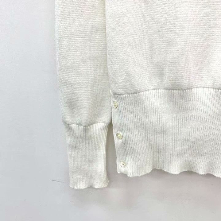 Thom Browne Thom Browne White Classic Four-Bar Cotton Sweater Size US L / EU 52-54 / 3 - 4 Thumbnail