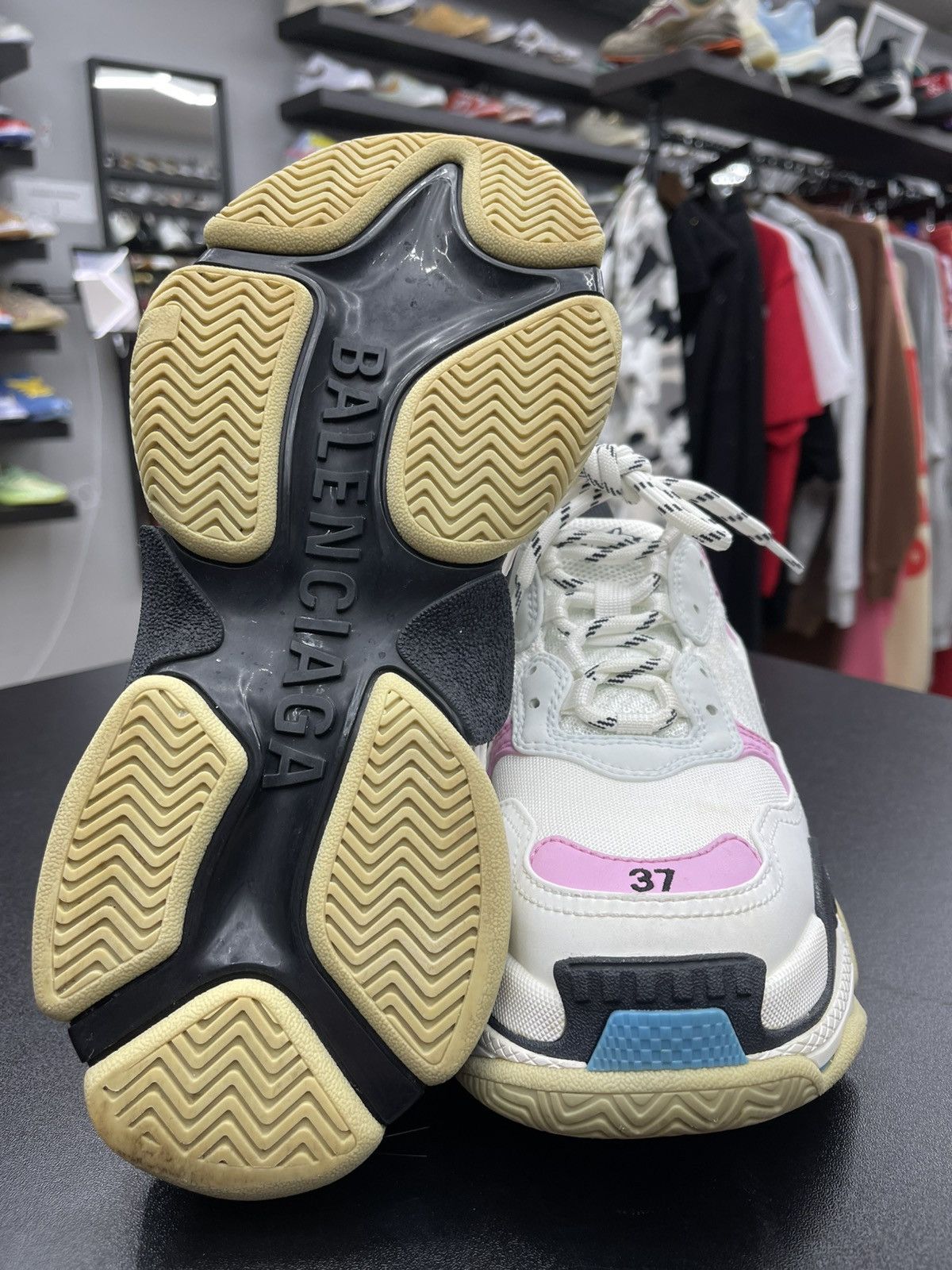 Balenciaga Size 7US/37EU - Balenciaga Triple S White Blue (Women's) Size US 7 / IT 37 - 10 Thumbnail