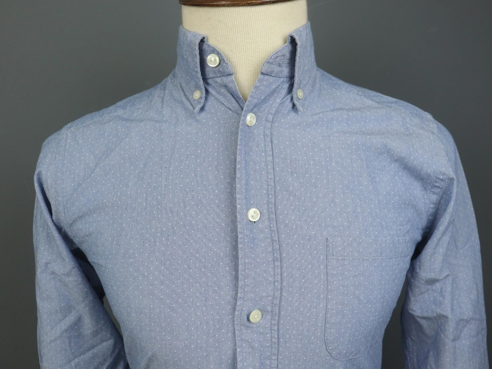 Eton Eton Blue Cotton Polka Dot Collared Dress Shirt Size 38 Size 38R - 2 Thumbnail