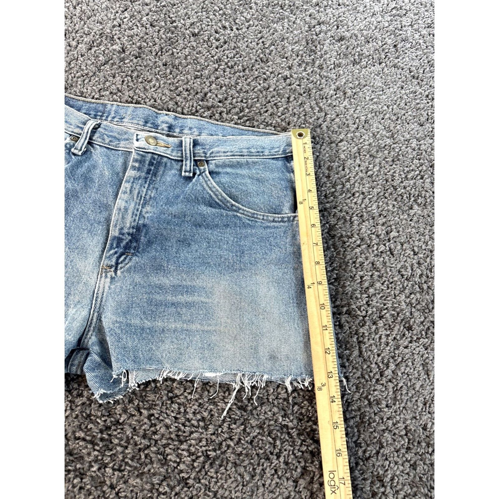 Wrangler VINTAGE Wrangler Jean Shorts Womens 34 High Rise Frayed Whiskered Light Wash 90s Girls Size 24" / US 00 / IT 34 - 2 Thumbnail