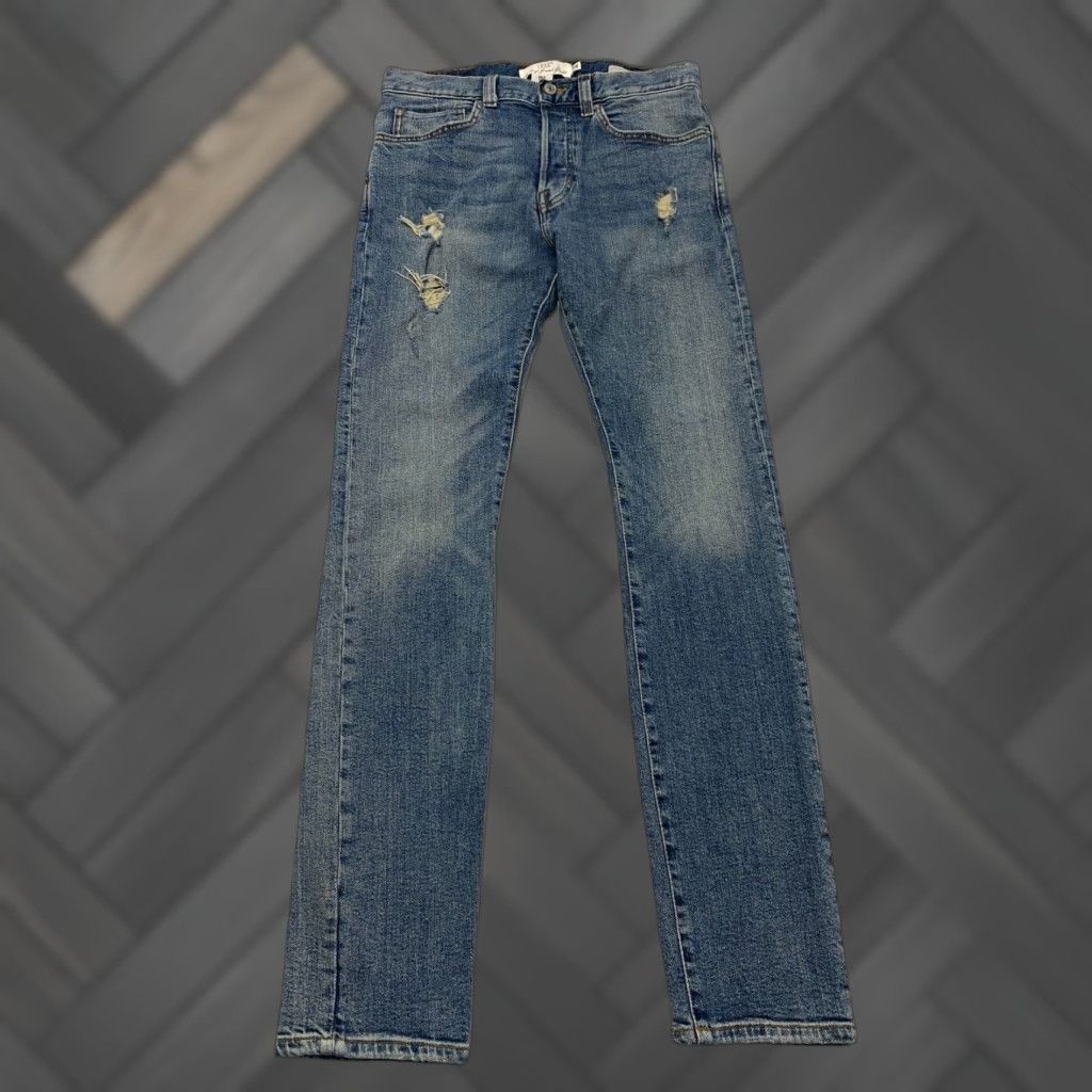 H&M H&M LOGG Jeans Slim Distressed Men Blue 29 Regular Denim Button fly 5-Pocket Design Inseam 32 Slim Fit Jeans Mens Size US 30 / EU 46 - 1 Thumbnail