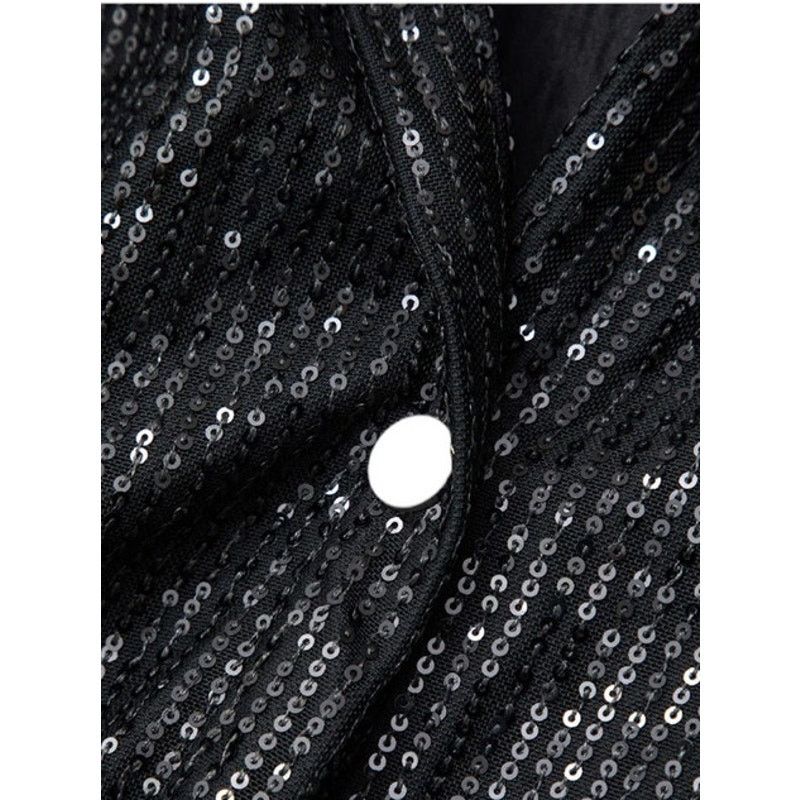 Other Micas Black Long Sleeve Collar Sequin Button Up Party Shirt Size S / US 4 / IT 40 - 3 Thumbnail