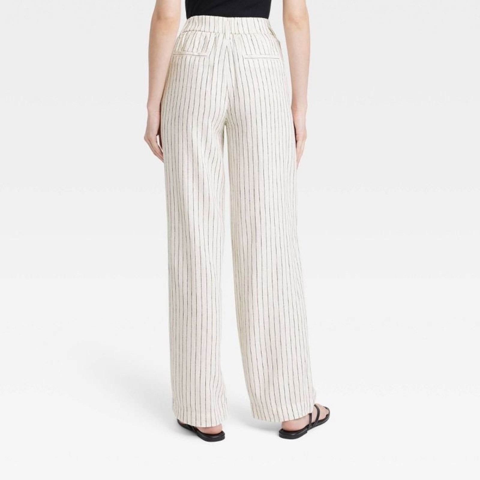 Target Basics Women's High-Rise Linen Pleat Front Straight Trousers= Size 36" / US 14 / IT 50 - 2 Thumbnail