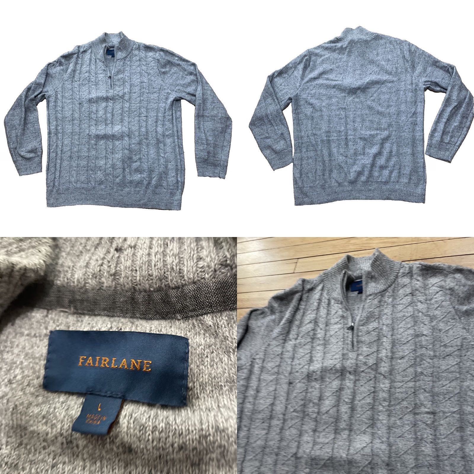 Vintage FAIRLANE Cable Knit Sweater Men L Gray Quarter Zip 1/4 Business Golf Capsule Sweater Pullover Clothing Mens Gray Size US L / EU 52-54 / 3 - 9 Thumbnail