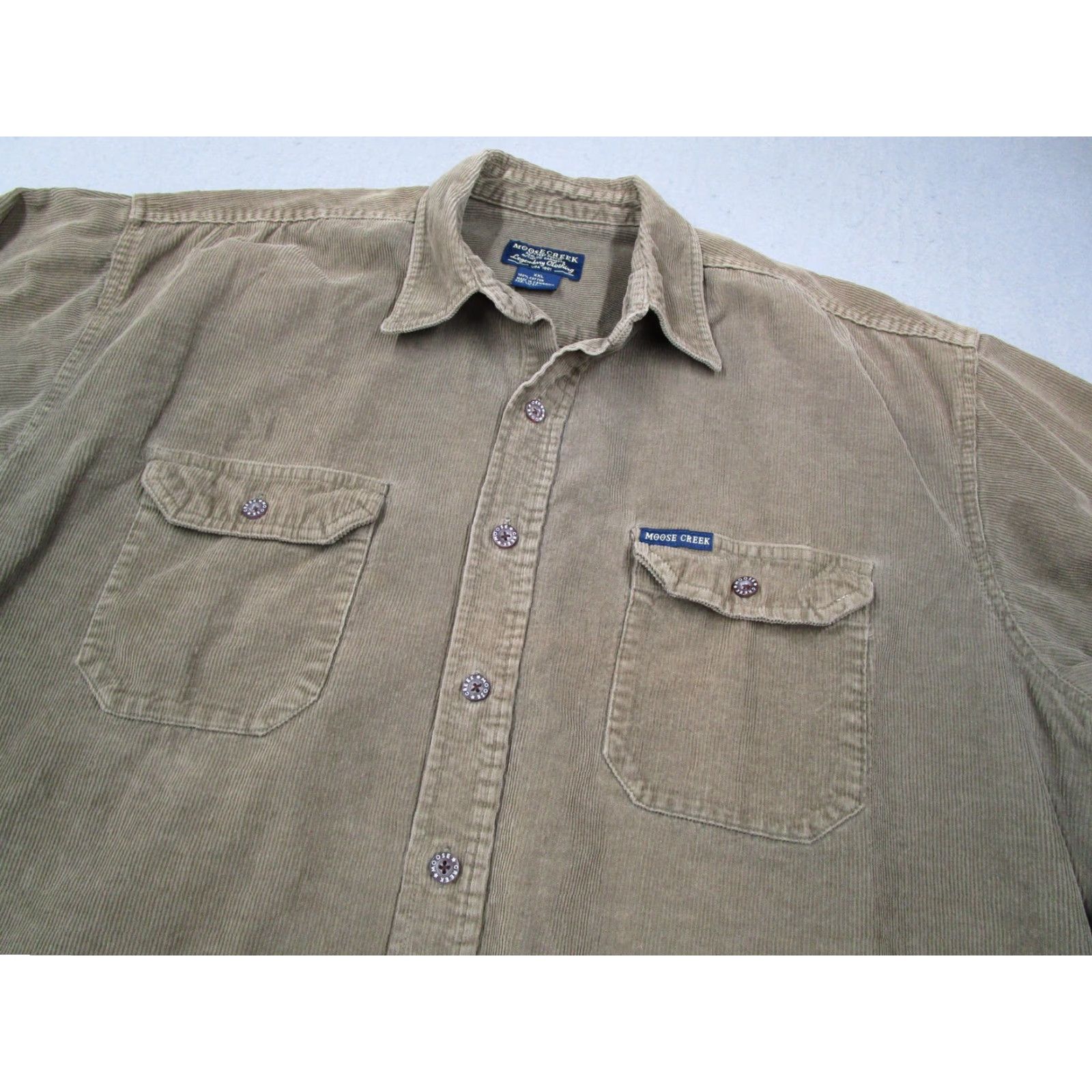 Vintage Moose Creek Shirt Mens 2XL Brown Corduroy Button Front Long Sleeve Casual Workwear Size US XXL / EU 58 / 5 - 2 Thumbnail