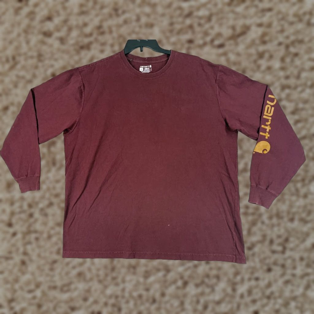 Carhartt VINTAGE Carhartt Shirt Men Extra Large Red Long Sleeve Crew Neck Cotton Workwear Size US XL / EU 56 / 4 - 1 Thumbnail
