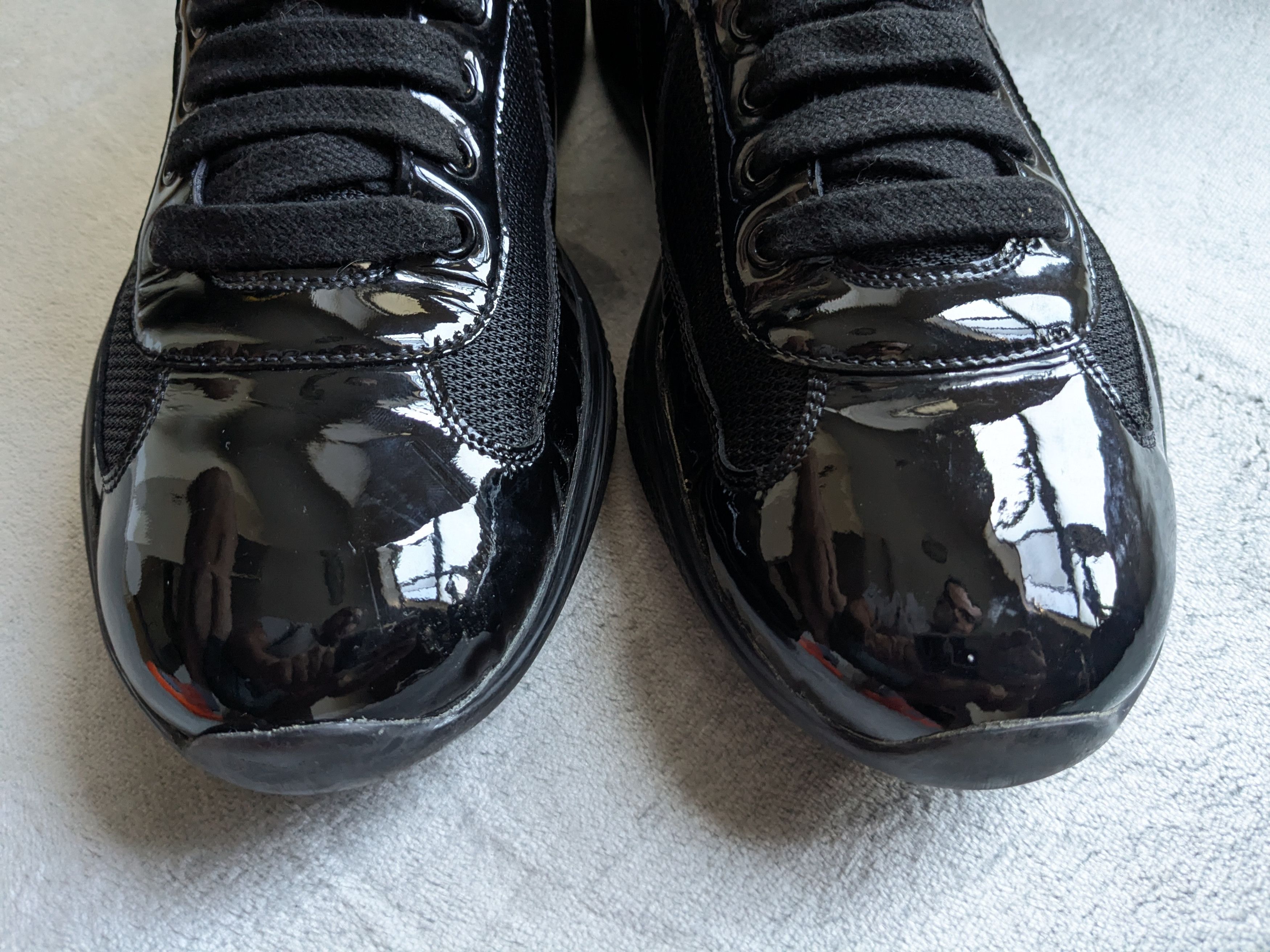 Prada Prada America's Cup Sneakers Black Patent Leather 9.5 Red Size US 9.5 / EU 42-43 - 3 Thumbnail