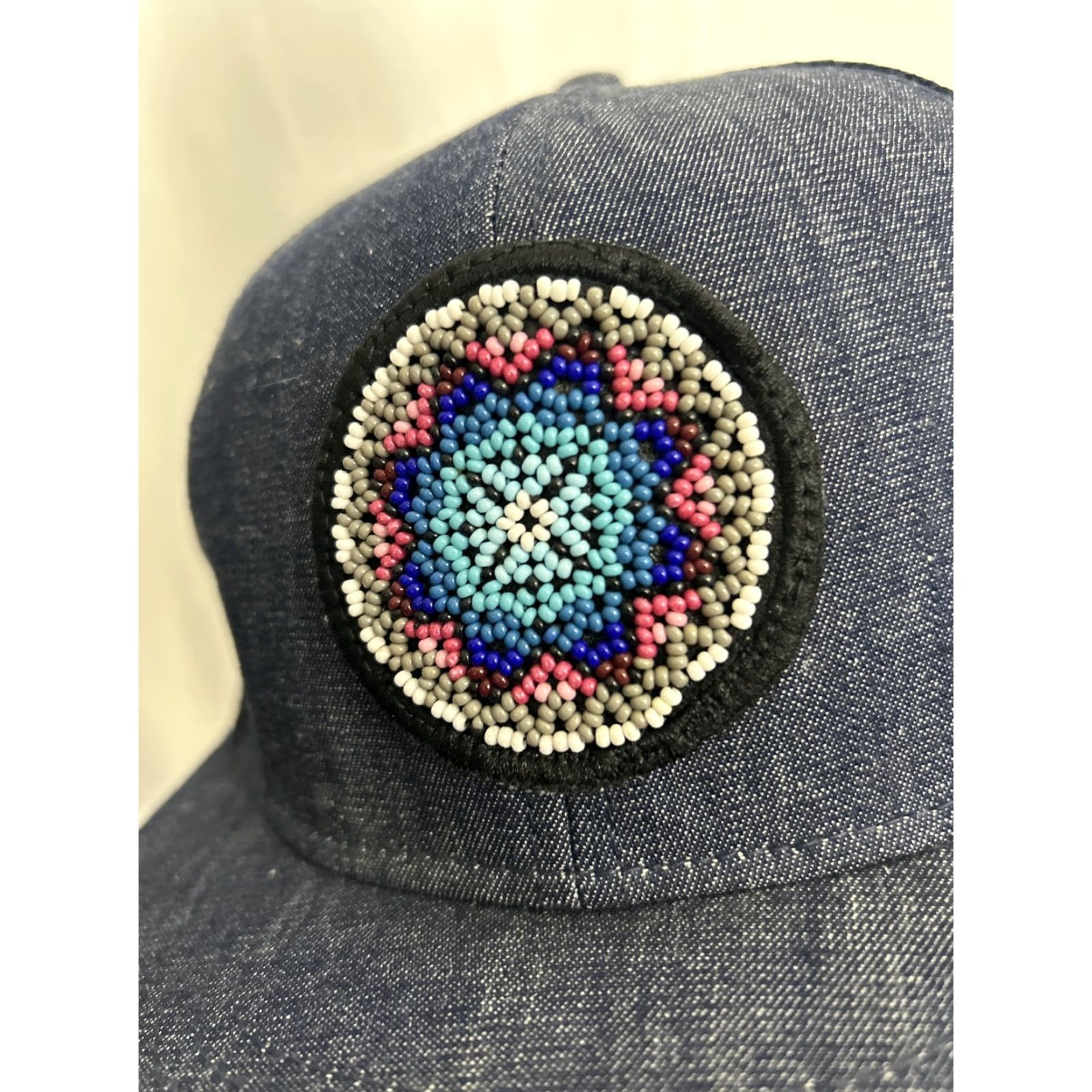 Denime VINTAGE Denim Trucker Hat Beaded South West Adjustable Womens Blue Size ONE SIZE - 3 Thumbnail