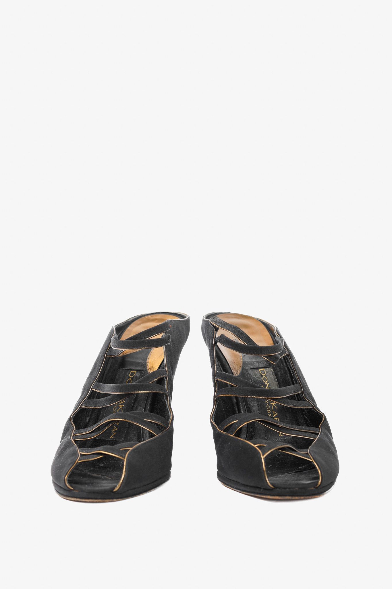 Donna Karan Donna Karan New York Black Criss-Cross Fabric Mules Size US 7.5 / IT 37.5 - 2 Thumbnail