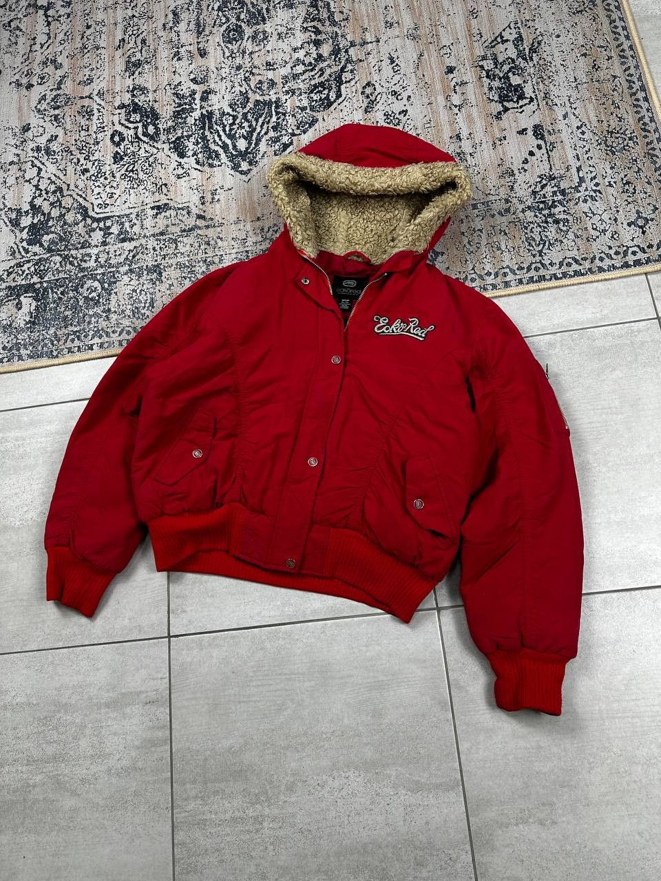 Ecko Unltd. × Southpole Crazy Thick Ecko Unltd Red Fur Y2K Rap SK8 Bomber Jacket Size US XL / EU 56 / 4 - 1 Thumbnail