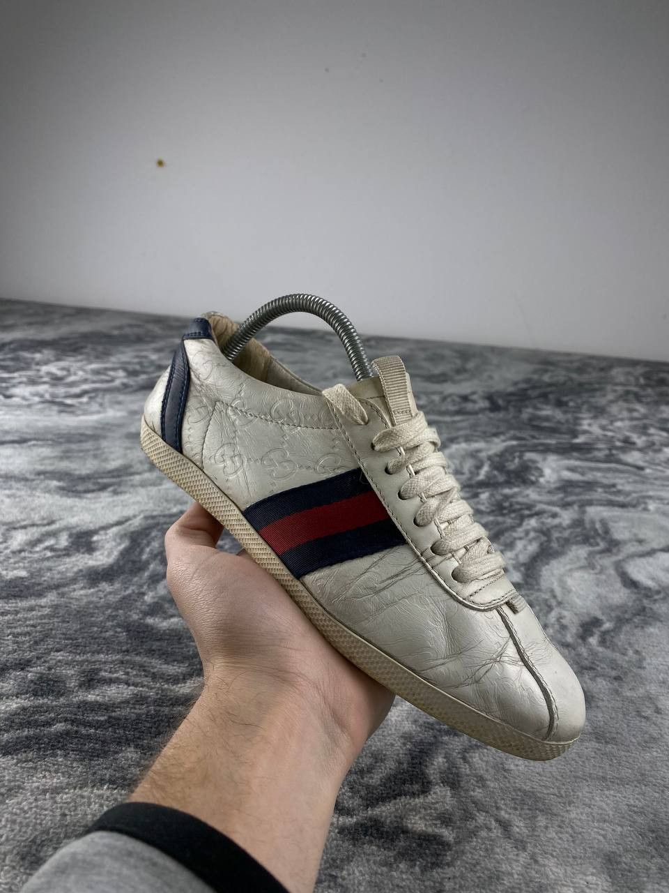 Gucci Gucci Ace Leather GG Sneaker Women Size 35 White Size US 5 / IT 35 - 2 Thumbnail