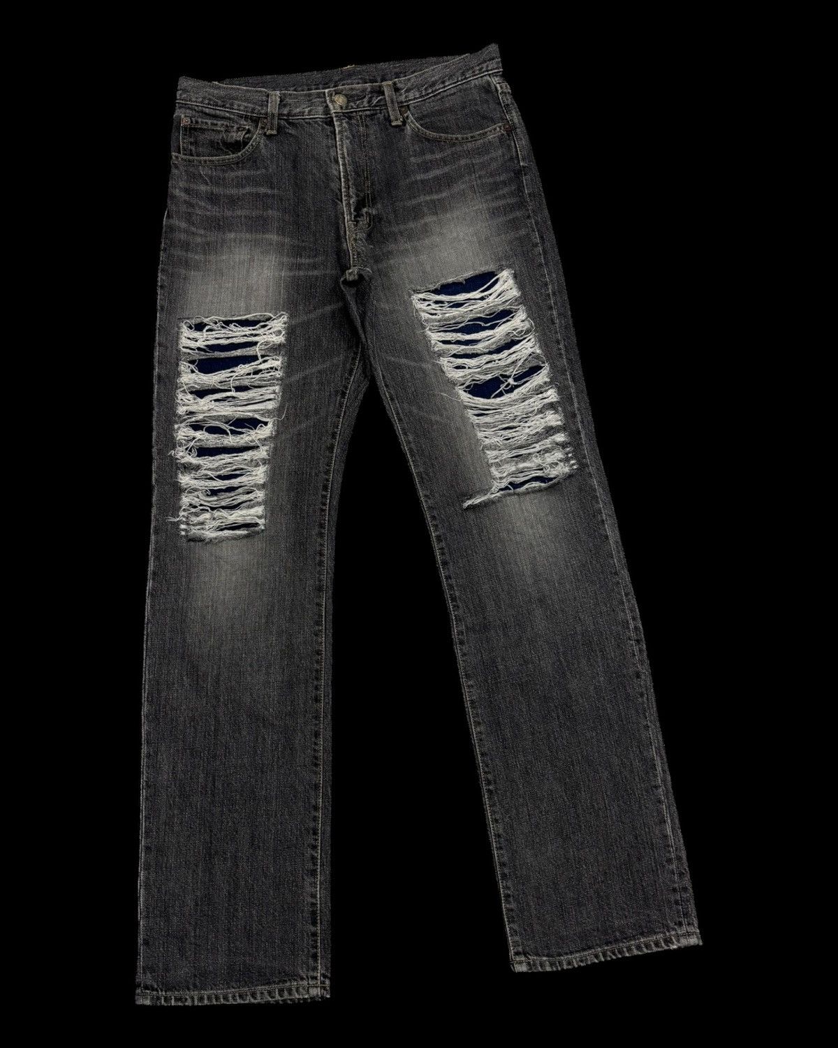 Hysteric Glamour × If Six Was Nine × Le Grande Bleu (L.G.B.) 💥Rare💥Sick Ripped Style 90s Blue Way Distress Jean Size US 33 - 3 Thumbnail
