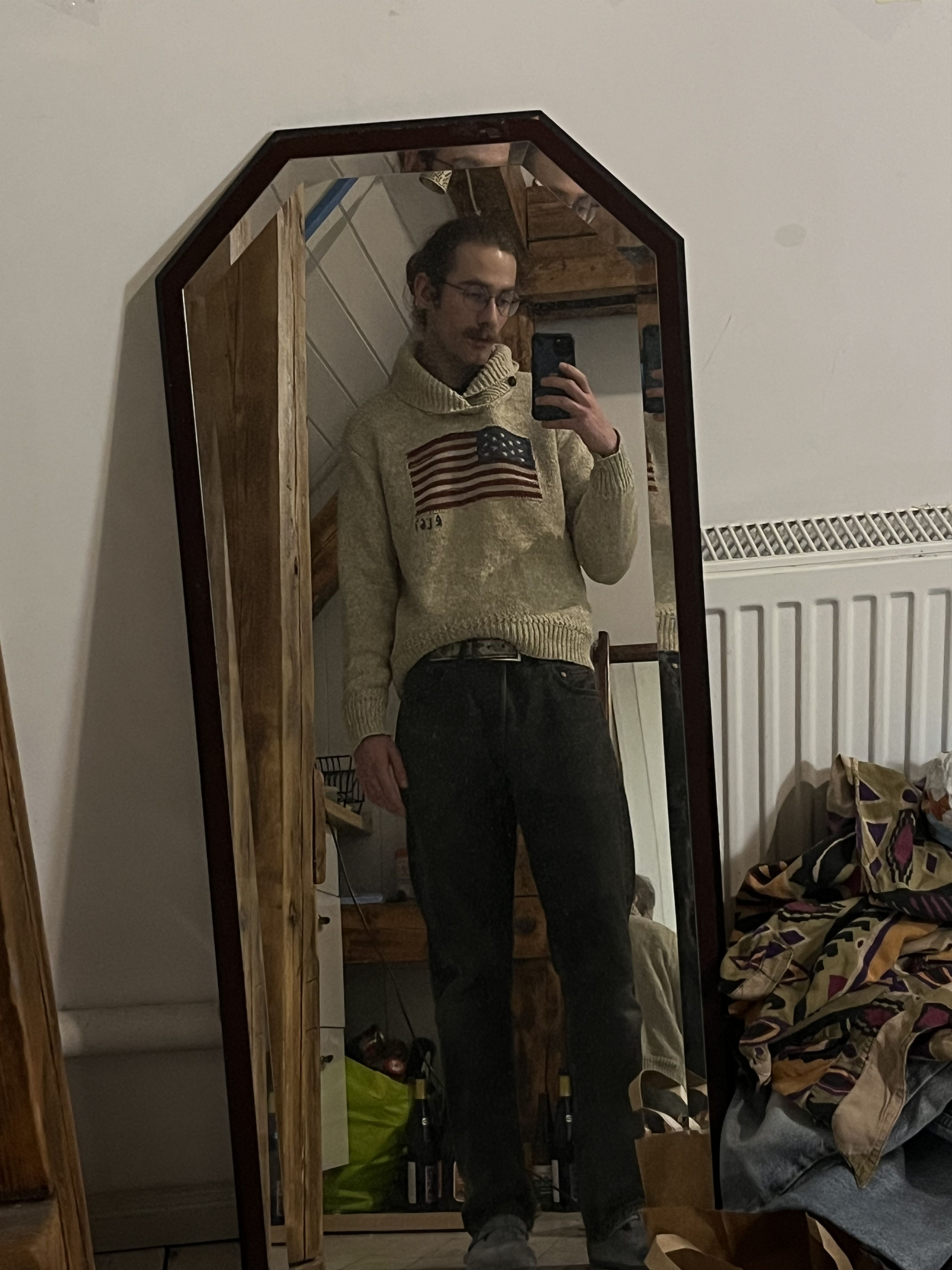 Lauren Ralph Lauren × Ralph Lauren × Vintage Vintage Polo Ralph Lauren USA Flag Turtle Neck Cashmere Silk Size US M / EU 48-50 / 2 - 8 Thumbnail