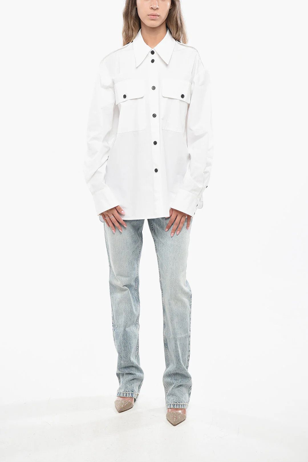 KHAITE og1mm0426 Cotton Shirt in White Size XS / US 0-2 / IT 36-38 - 4 Thumbnail