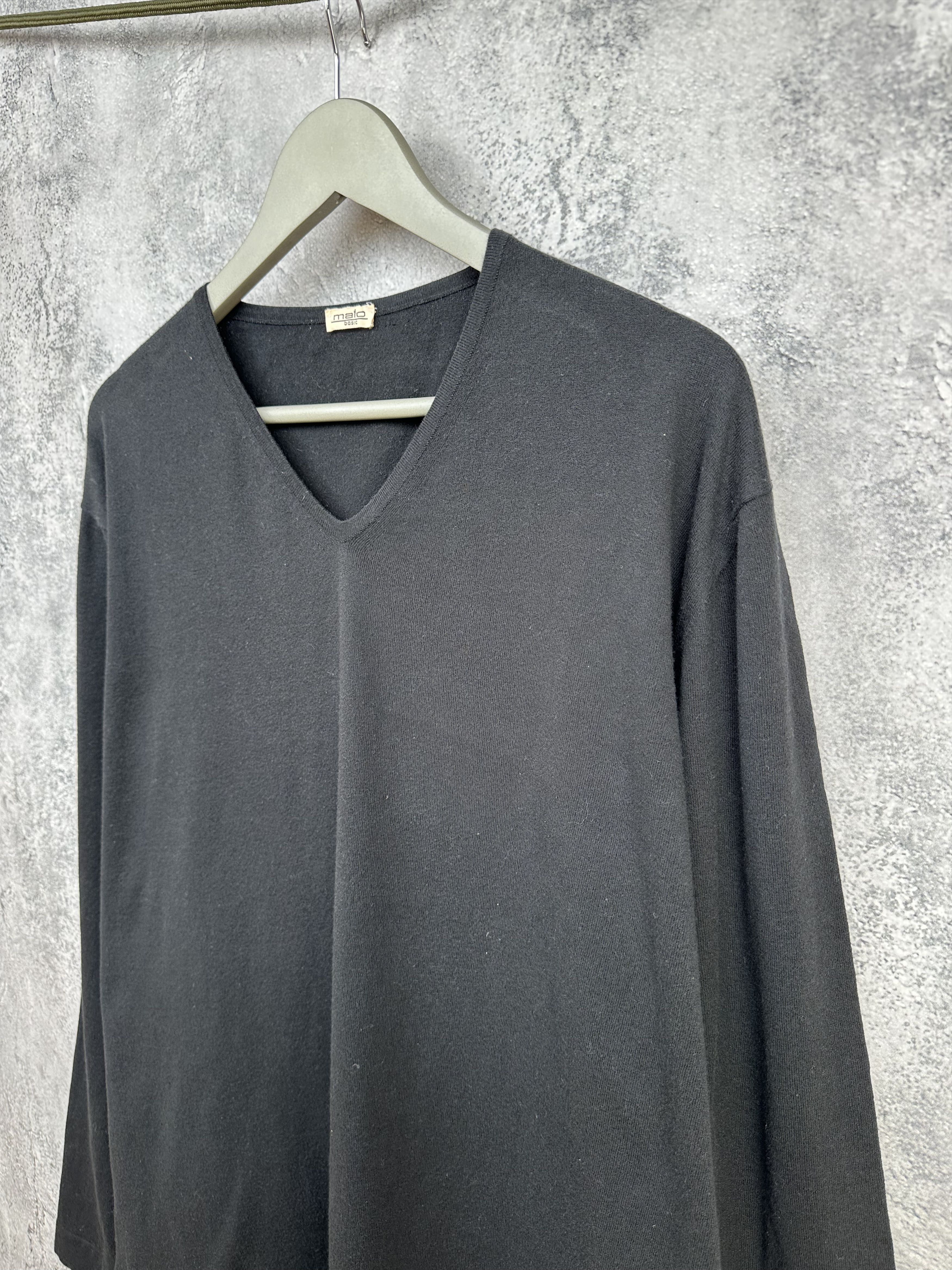 Malo Malo Sweater V-Neck Black Jumper Cotton Blend LS Pullover Size US XXL / EU 58 / 5 - 5 Thumbnail