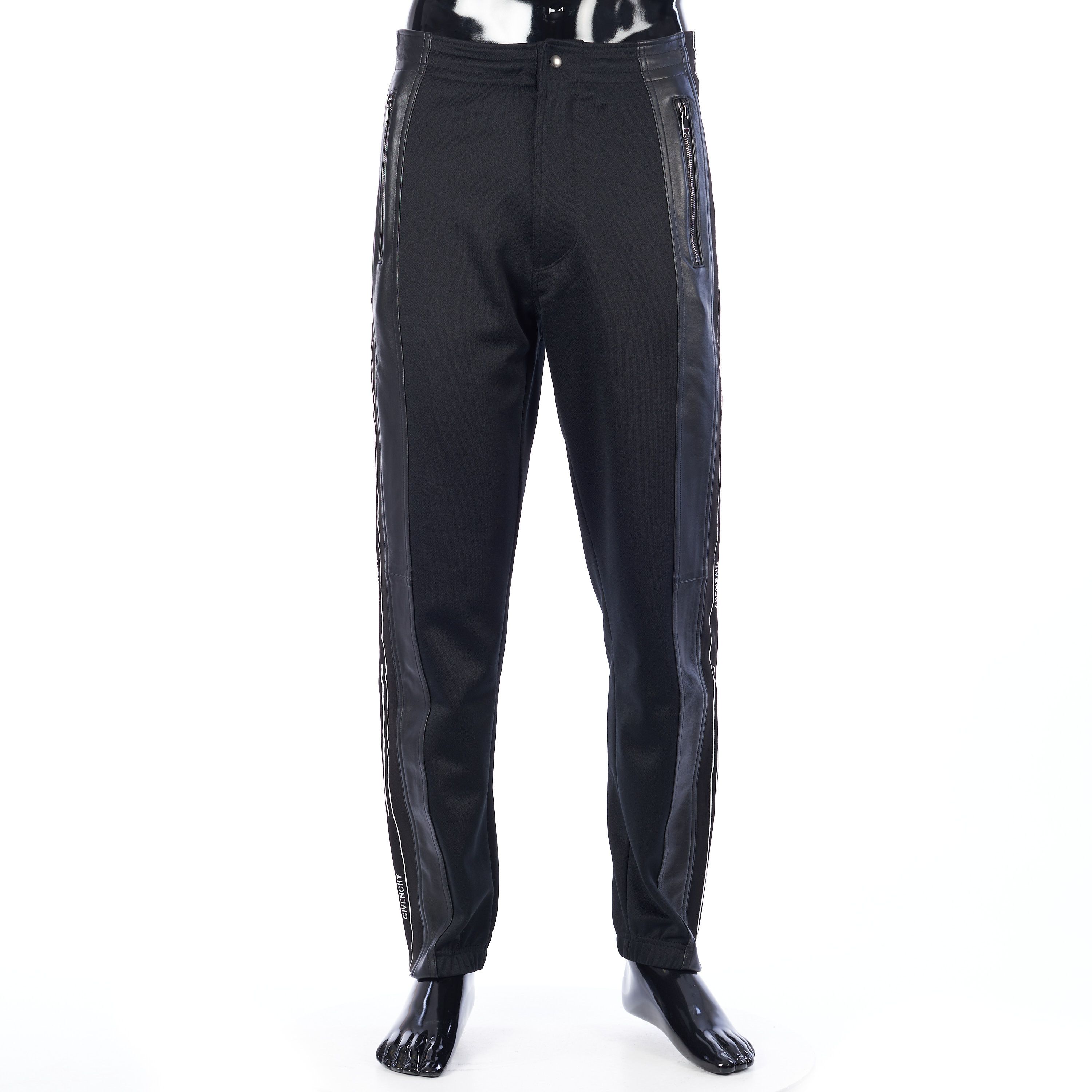 Givenchy Black Leather Panelled Jogging Pants Size L Size US 38 / EU 54 - 1 Thumbnail