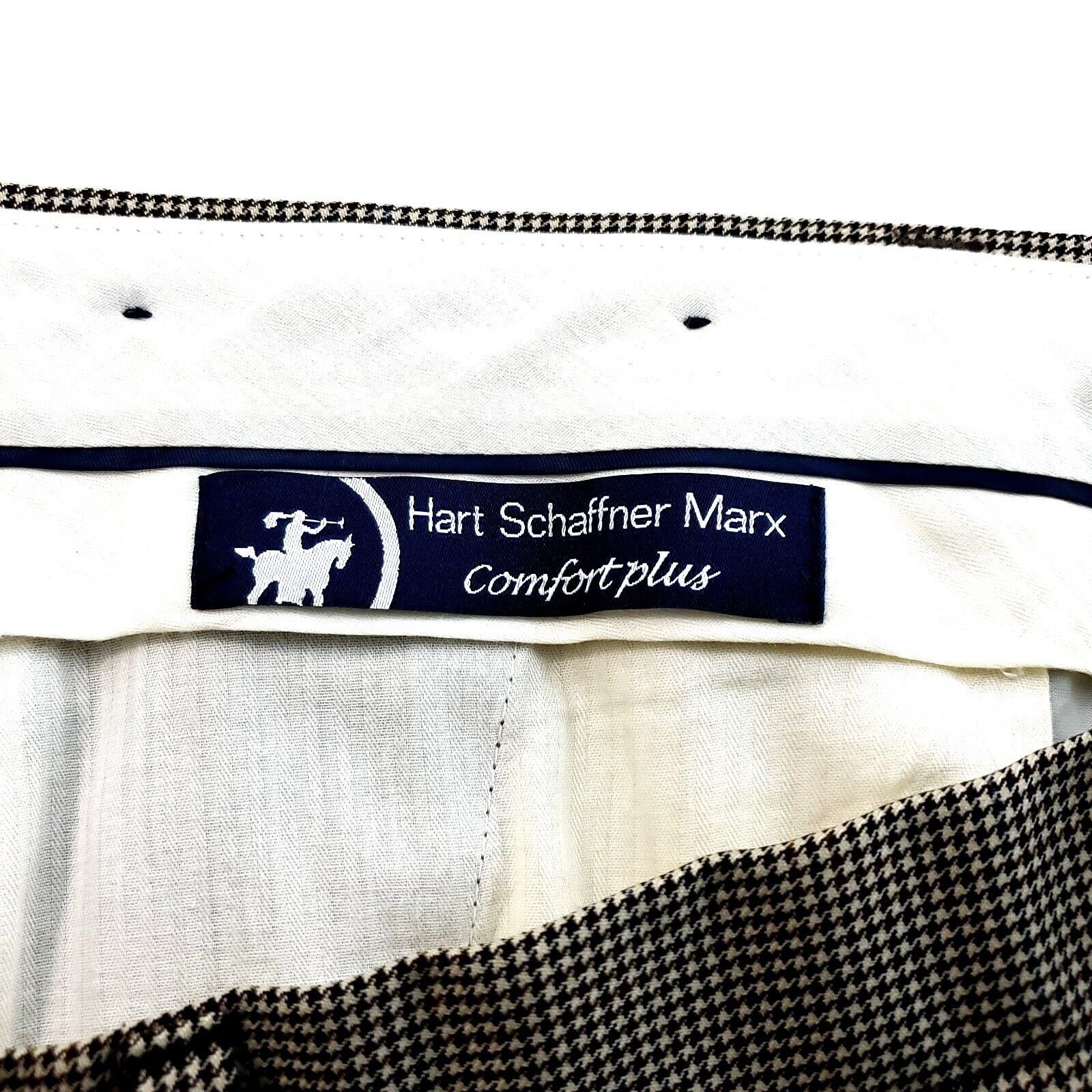 Hart Schaffner Marx Hart Schaffner Marx Comfort Plus Worsted Wool Tan Houndstoot Size 34R - 5 Thumbnail