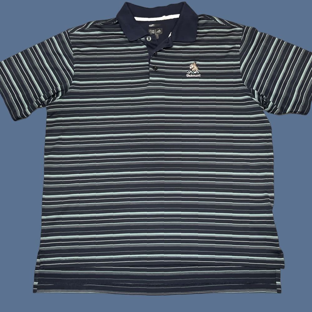 Adidas Oakmont Polo Shirt Adult Medium Blue Stripe Golf Lightweight Squirrel Size US M / EU 48-50 / 2 - 1 Thumbnail