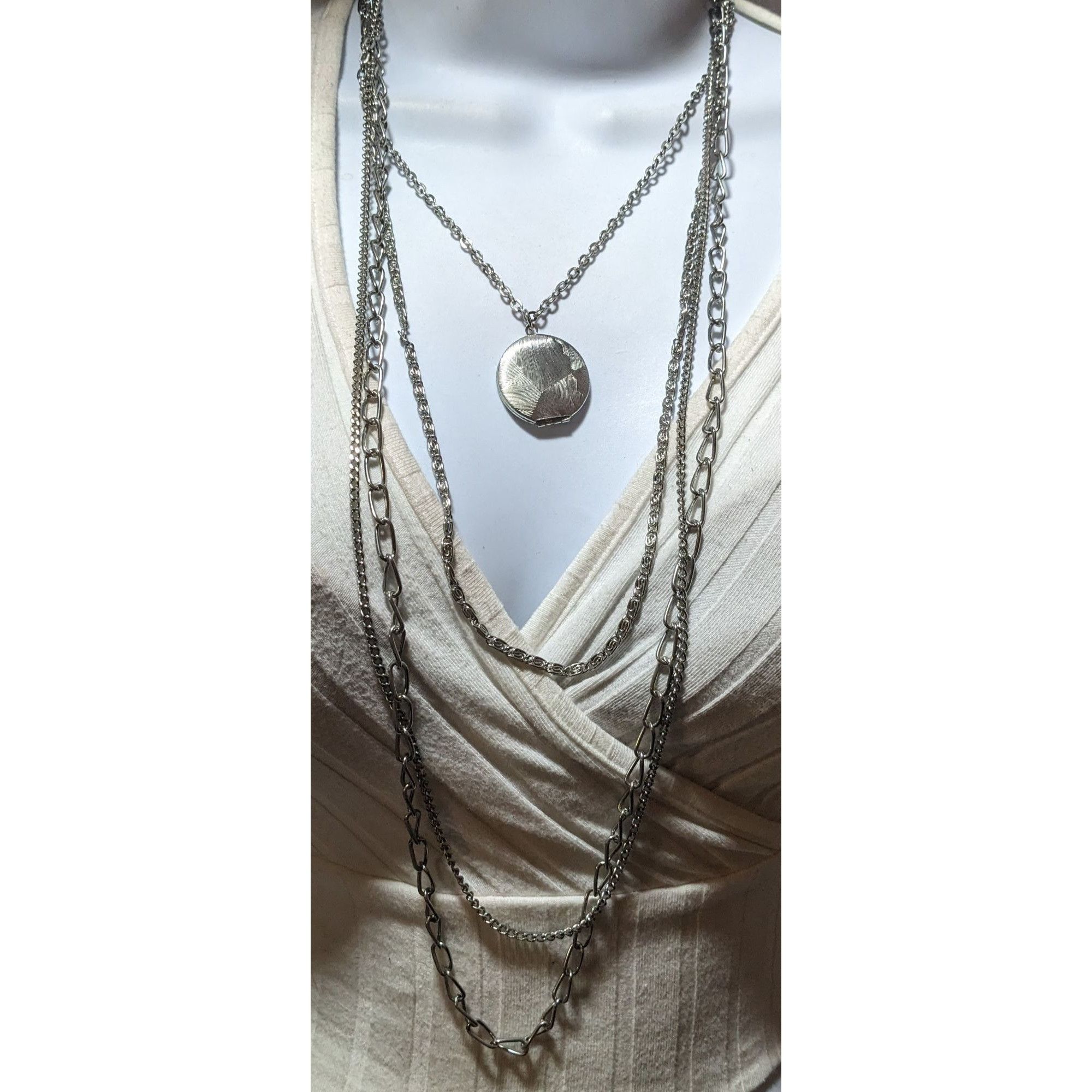 Other Silver Multilayer Chain Locket Necklace Size ONE SIZE - 5 Thumbnail