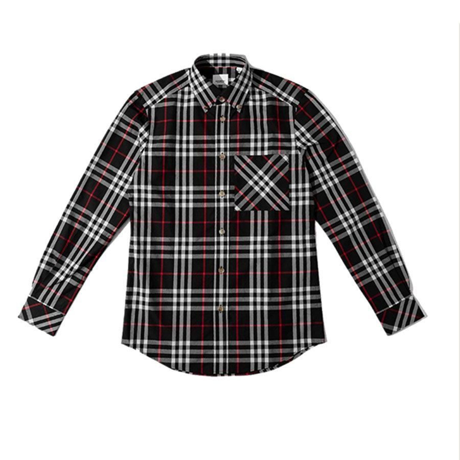 image of Burberry O1Srvl11E0524 Long Sleeve Check Cotton Shirt In Multicolor, Men's (Size Large)